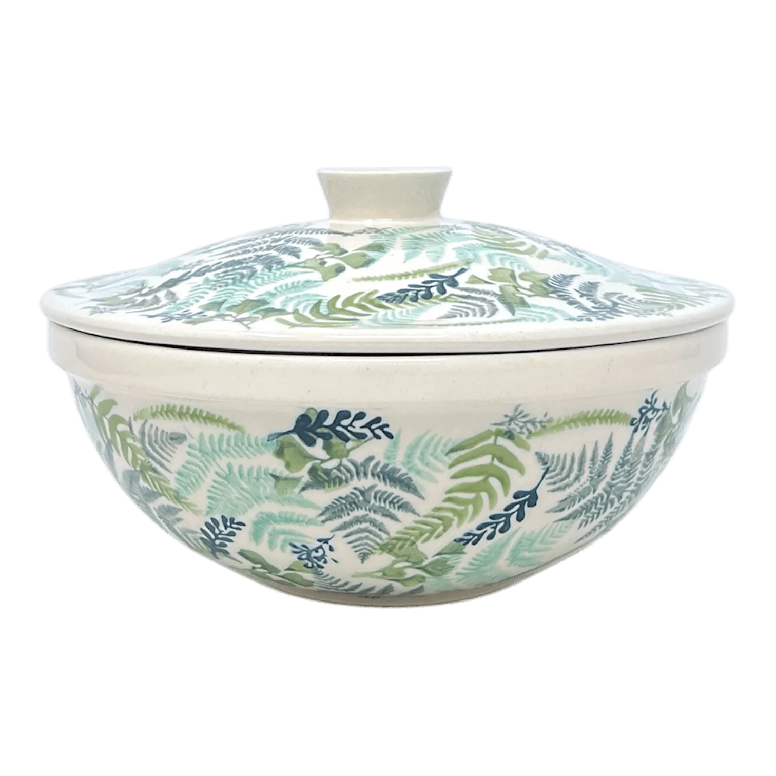 Bowl, Round, with Lid, 9.5" in "Scattered Ferns" by Manufaktura | M159S-GZ39