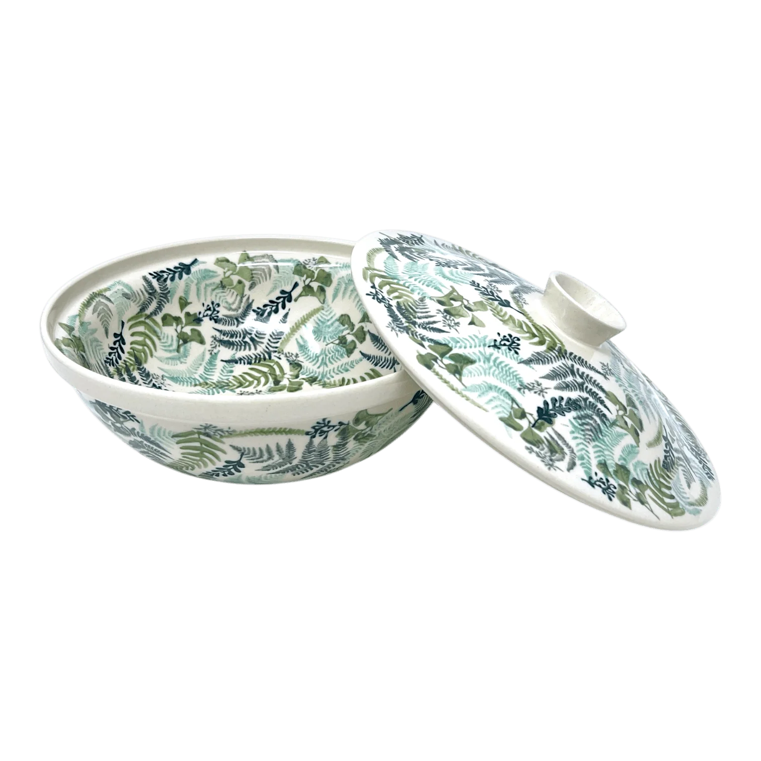 Bowl, Round, with Lid, 9.5" in "Scattered Ferns" by Manufaktura | M159S-GZ39 - Image 2