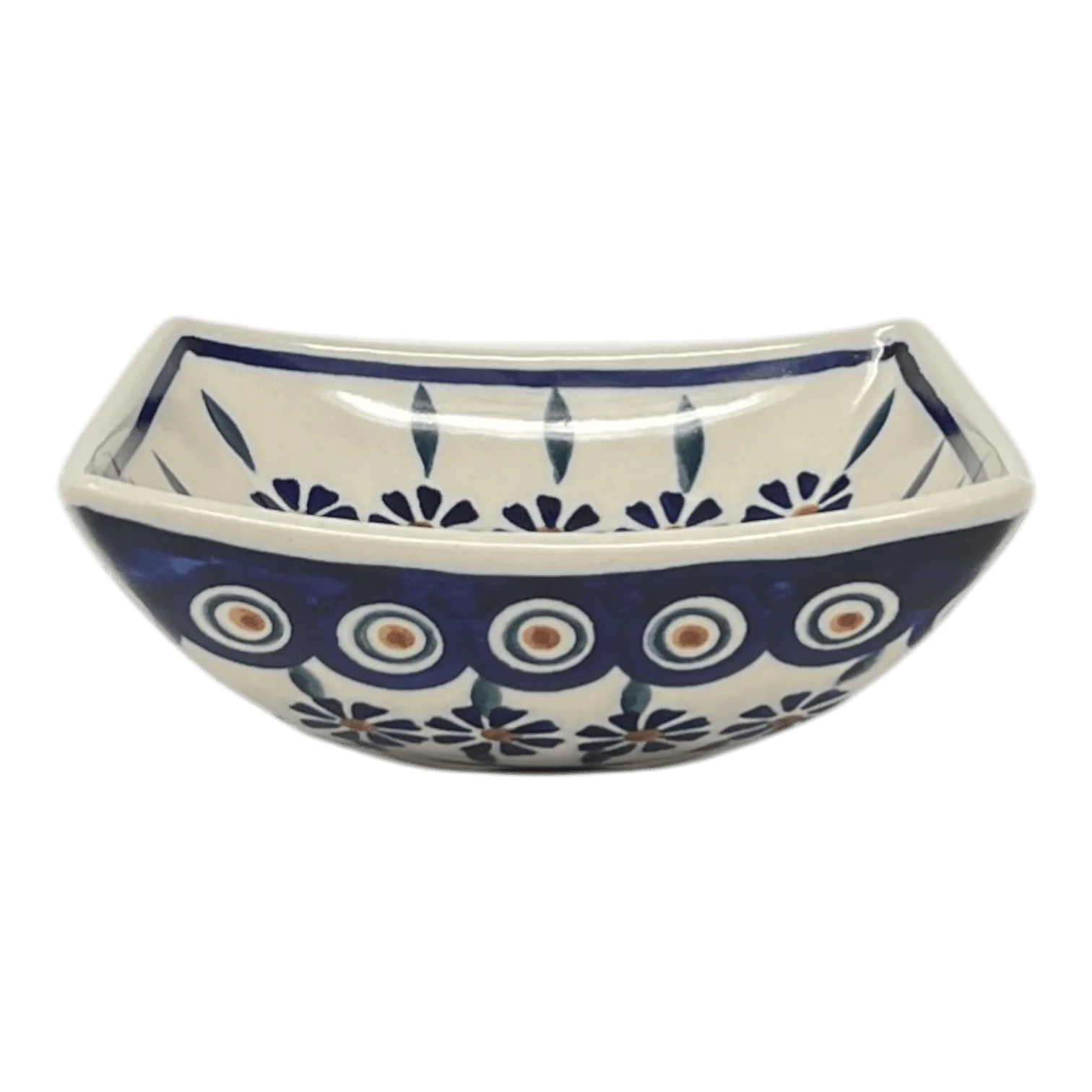 Bowl, Square, Nut, Small, 5.25" in "Floral Peacock" by Manufaktura | M105T-54KK