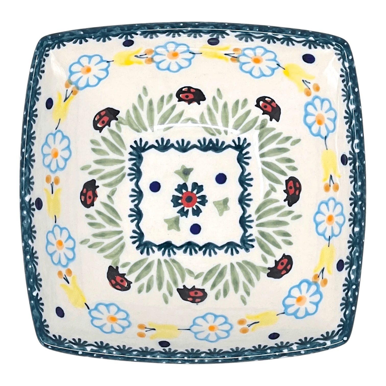 Bowl, Square, Nut, Small, 5.25" in "Lady Bugs" by Manufaktura | M105T-IF45 - Image 2