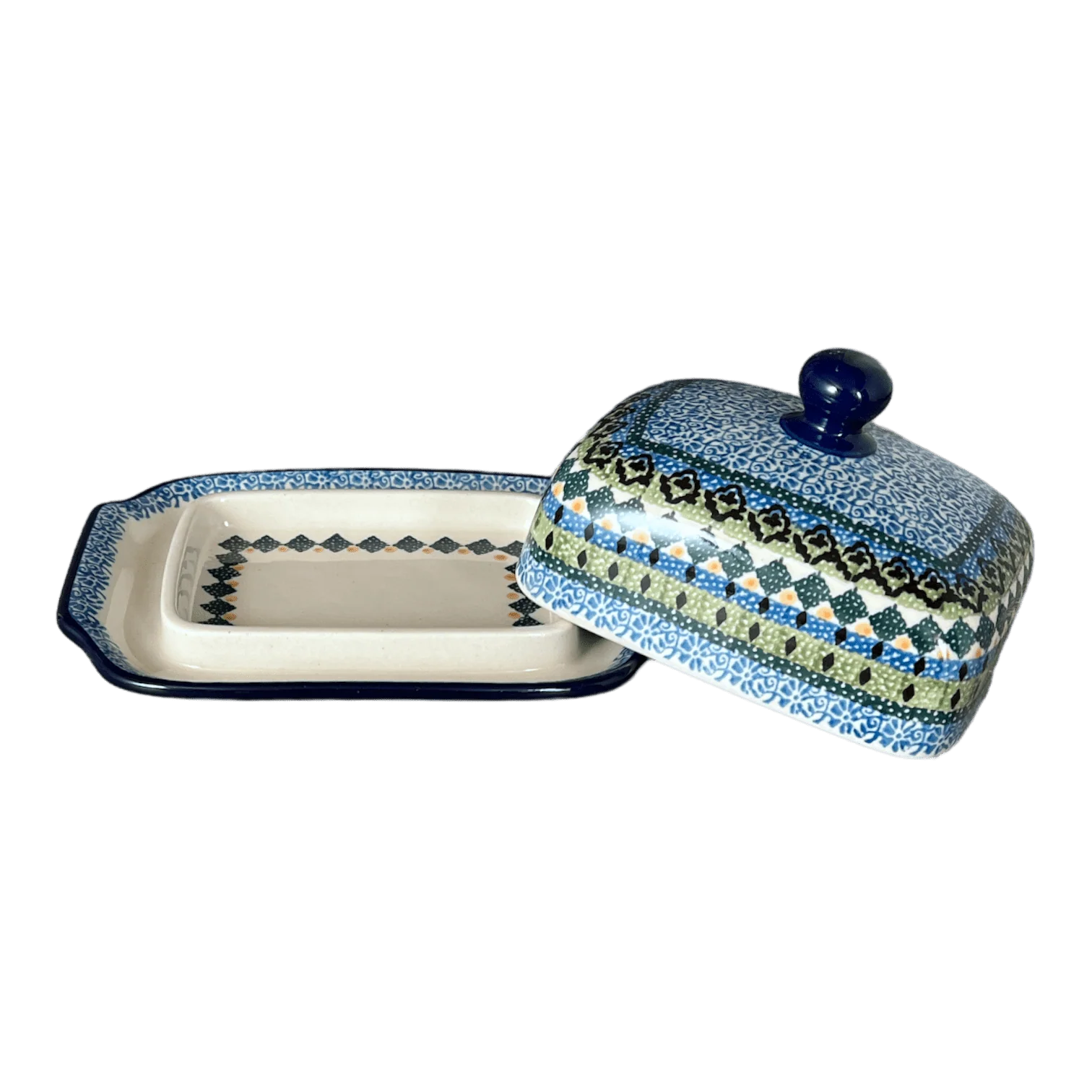 Butter Dish, 7" x 5.5" in "Aztec Blues" by Ceramika Artystyczna | A295-U4428 - Image 3