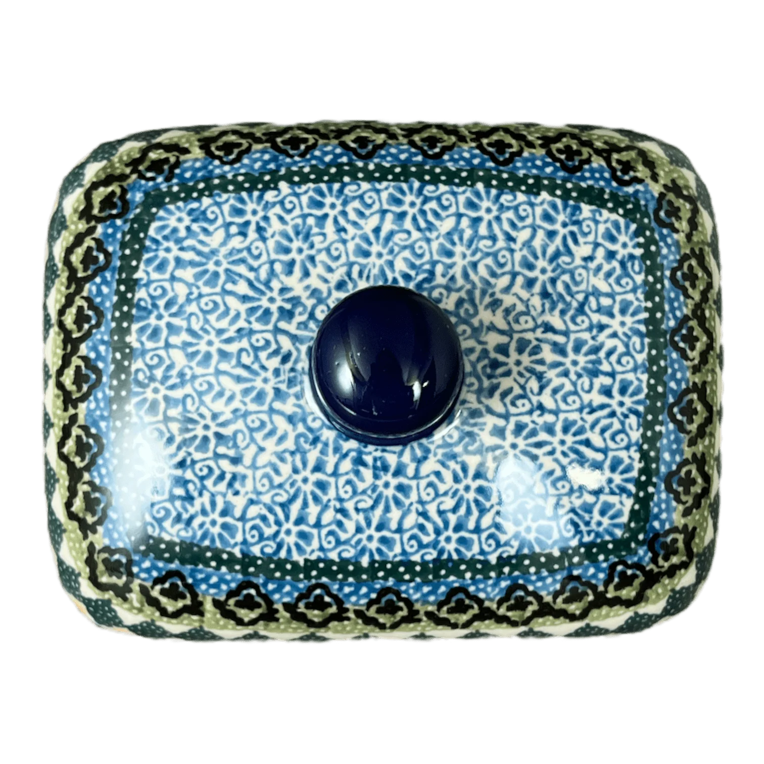 Butter Dish, 7" x 5.5" in "Aztec Blues" by Ceramika Artystyczna | A295-U4428 - Image 5