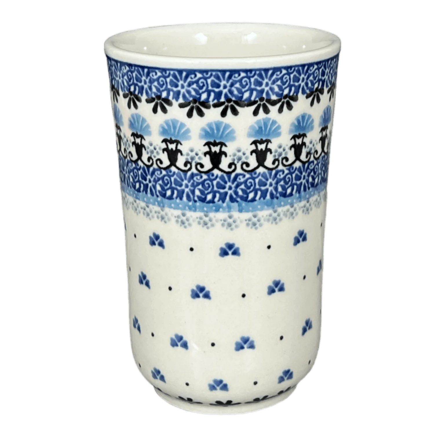 Tumbler, 12 oz in "Blue Fan Dance" by Ceramika Artystyczna | A076-1981X