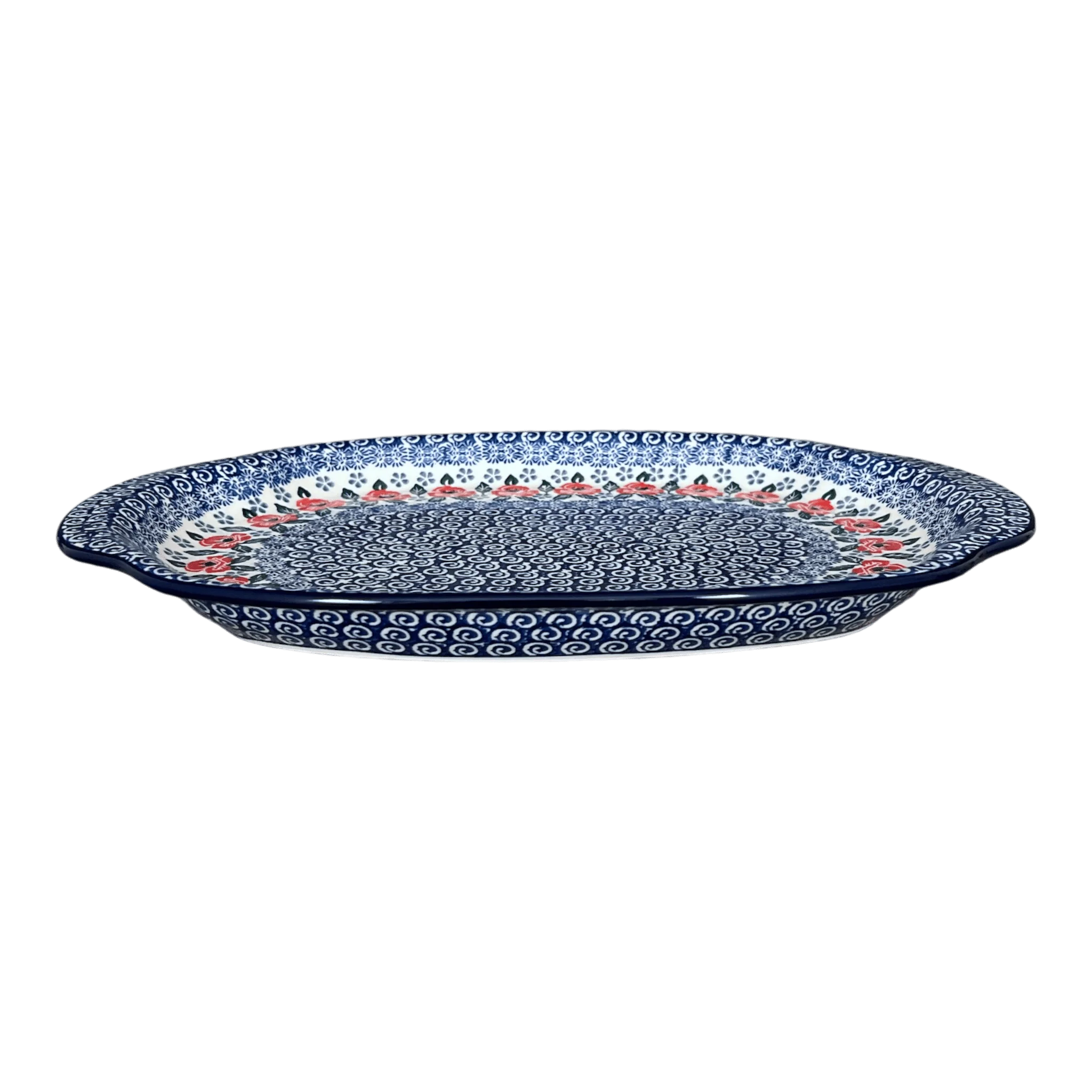 Tray, Oval, Handles, 10.75" x 15.25" in "Rosie's Garden" by Ceramika Artystyczna | A684-1490X - Image 3