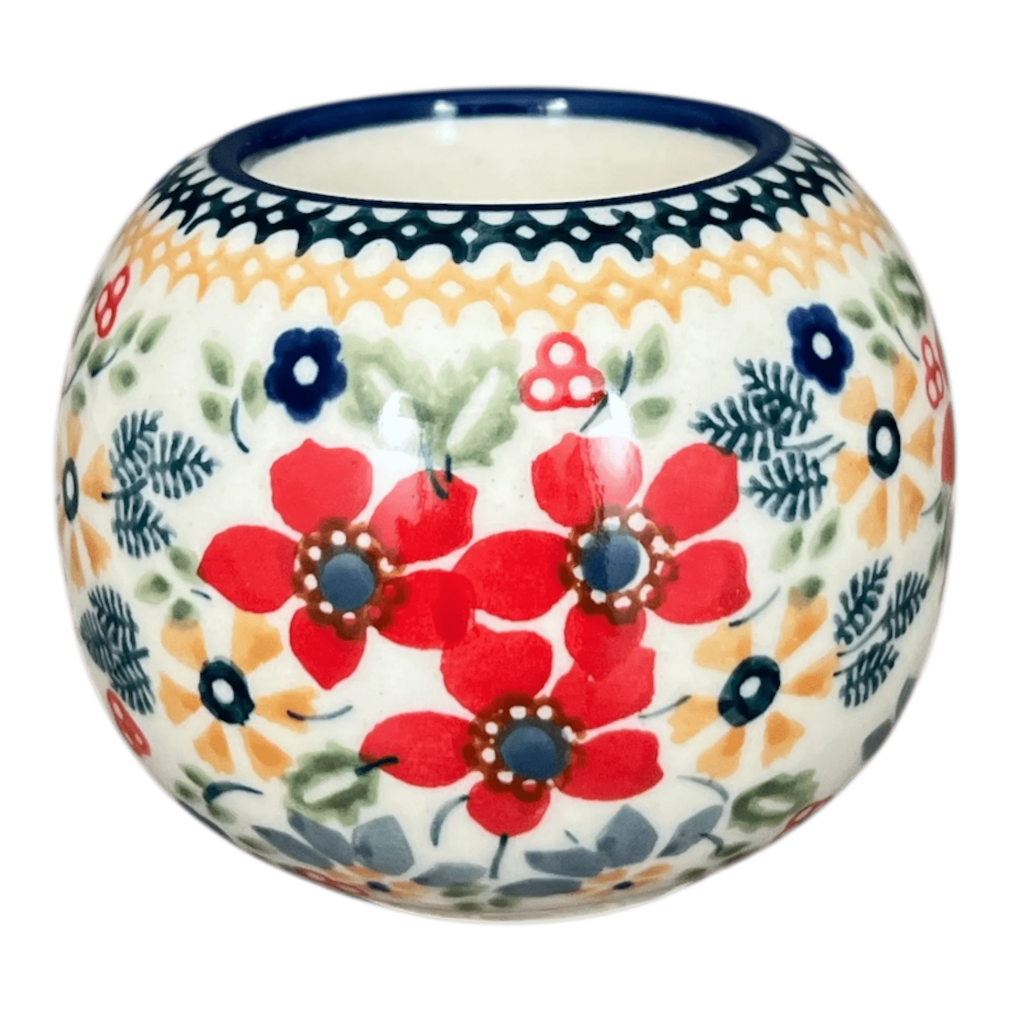 Candle Holder, Ball-Shaped, 2.5" in "Ruby Bouquet" by Manufaktura | S007S-DPCS