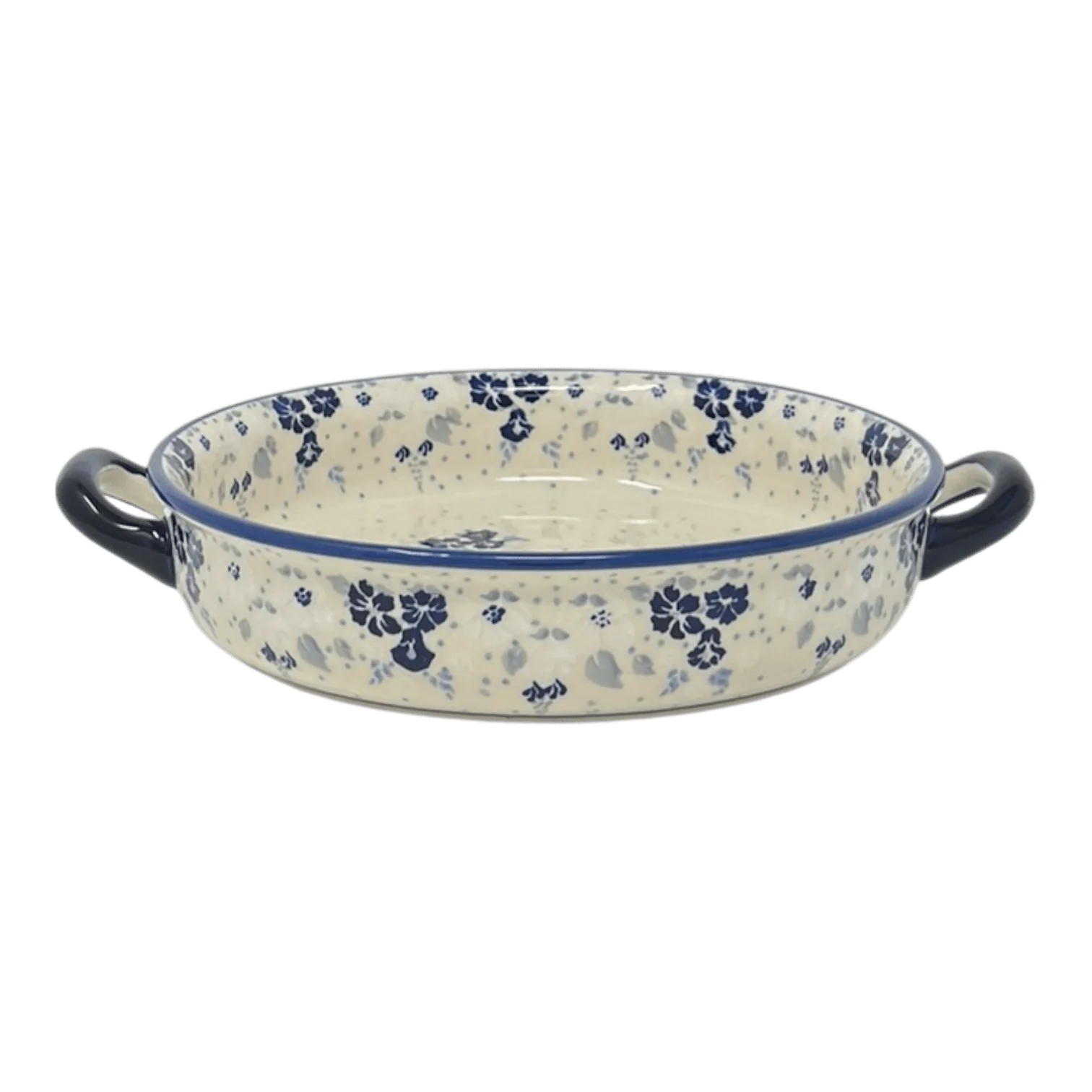 Casserole, Round, Handles, 9.25" in "Blue & White Trumpet Vines" by Manufaktura | Z140U-JZ43 - Image 2