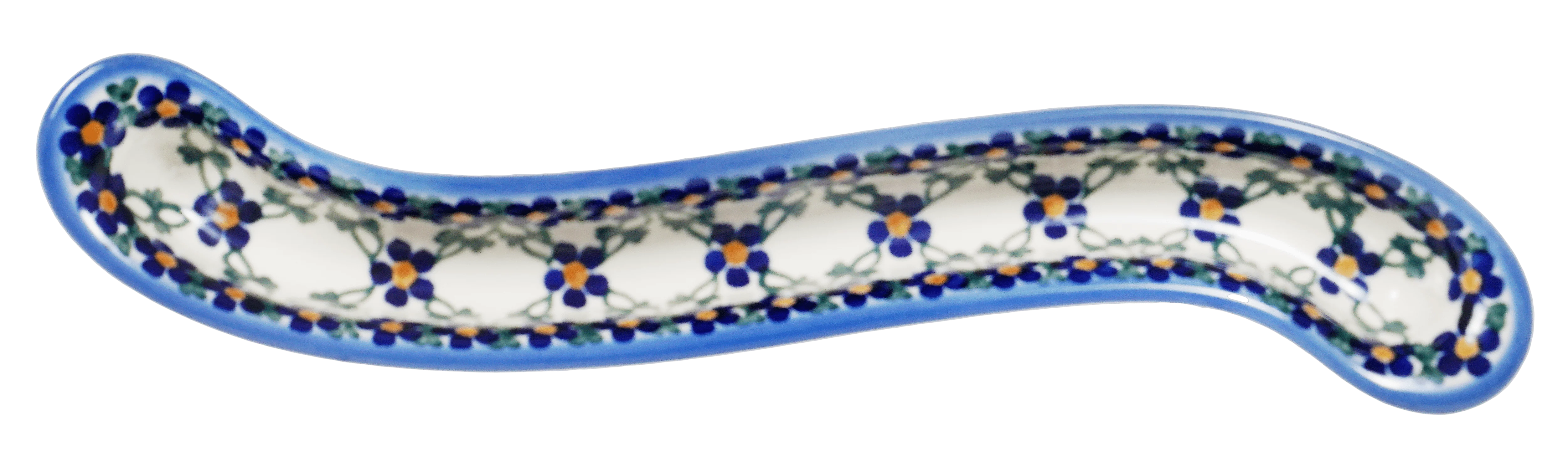 Olive Boat, Curved, 13" x 1.75" in "Blue Lattice" by Andy | NDA132-6 - Image 3