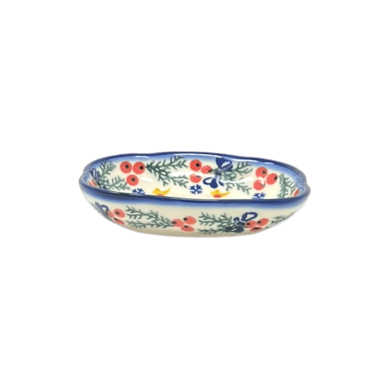 Dish, Cloud-Shaped, 4.75" x 3.5", WR (WR11A) in "Bows in Snow" by W.R. Ceramika | WR11A-WR15 - Image 2