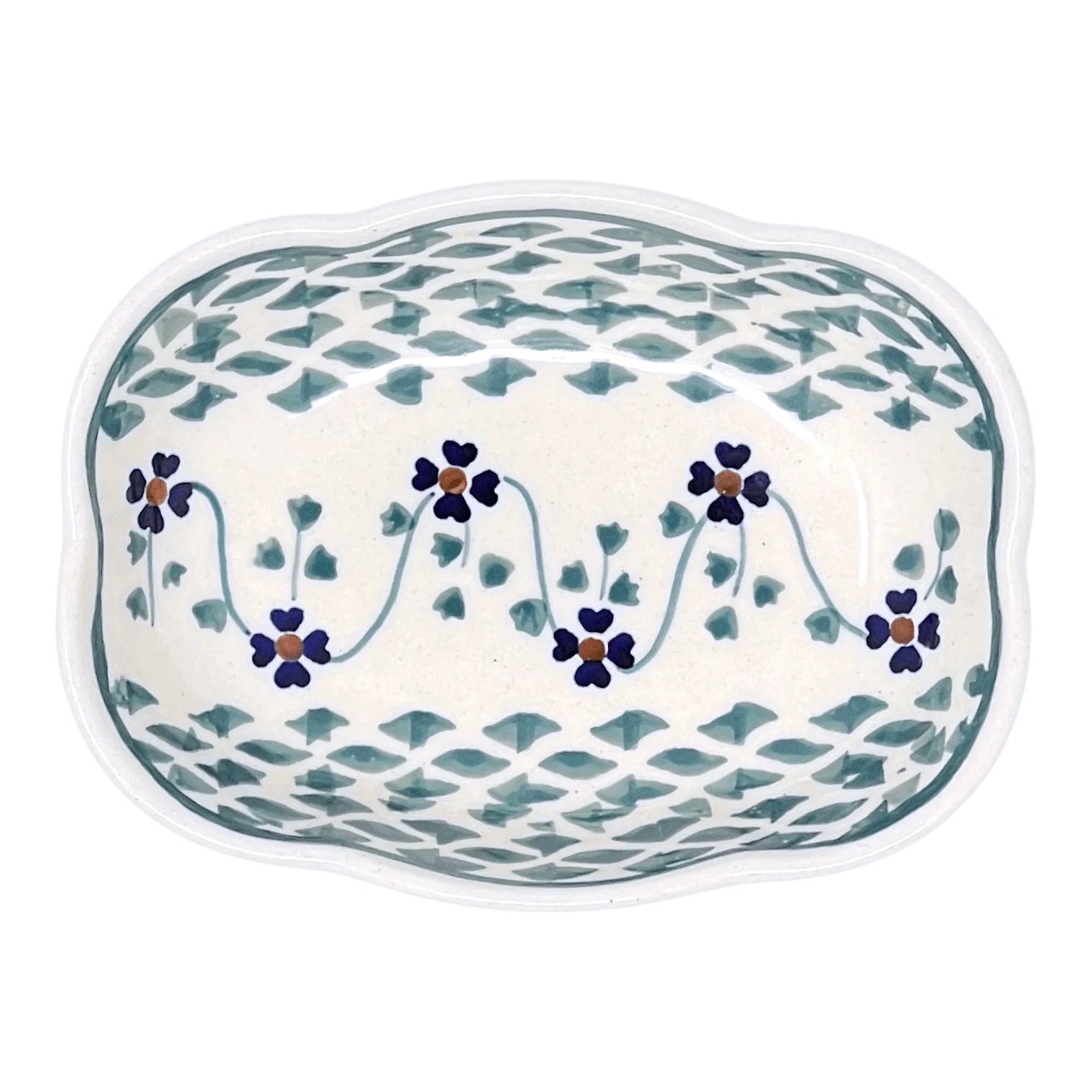 Dish, Cloud-Shaped, Small 3" x 5" in "Woven Pansies" by Manufaktura | S126T-RV - Image 2