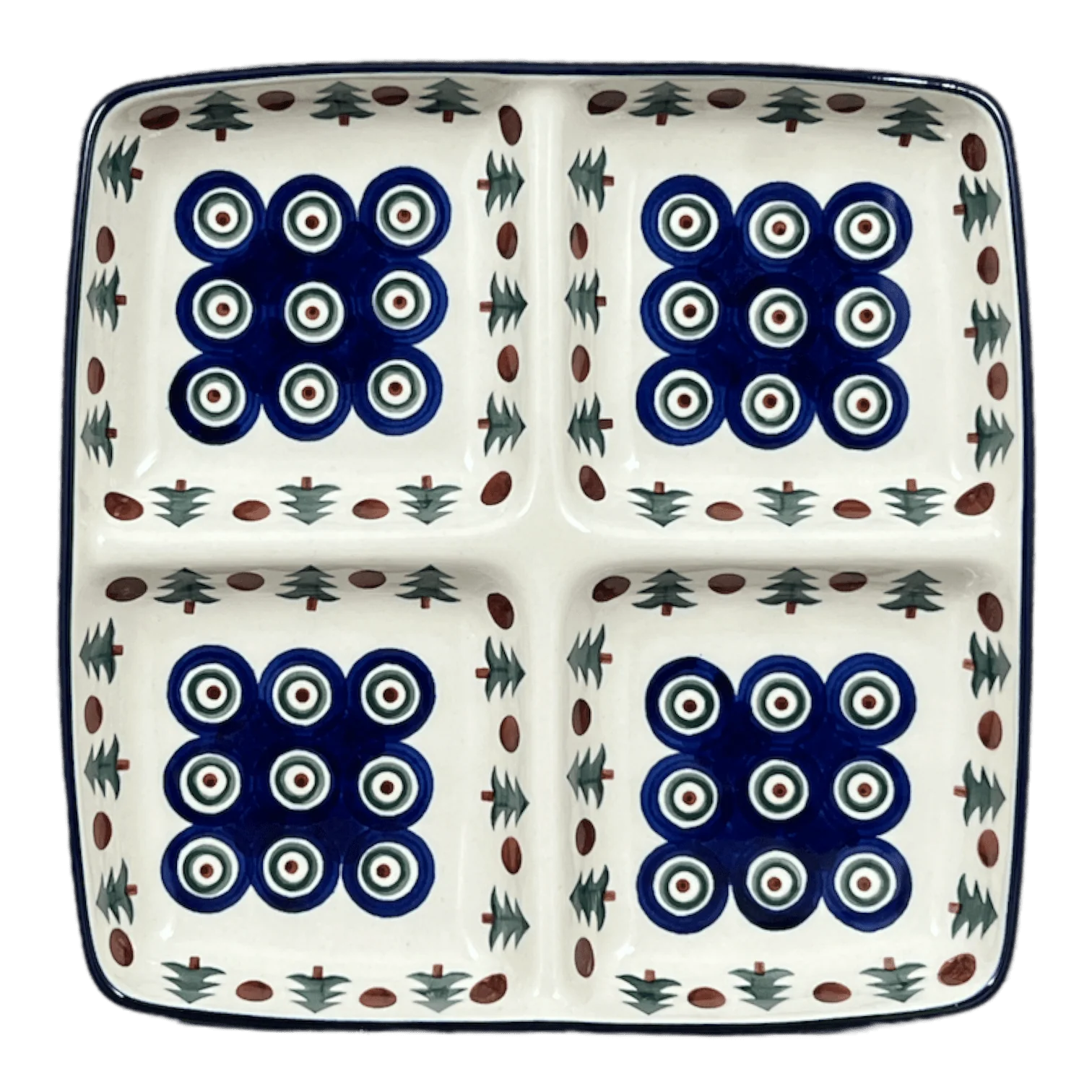Divided Square Dish, 9.75" in "Peacock Pine" by Ceramika Artystyczna | AB40-366X - Image 3
