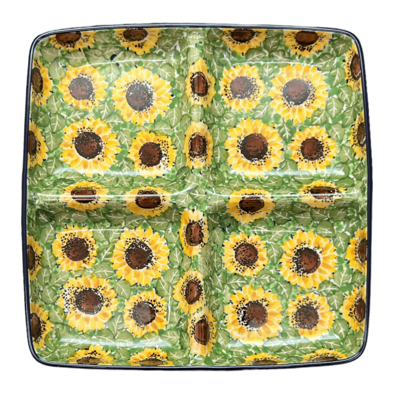 Divided Square Dish, 9.75" in "Sunflower Field" by Ceramika Artystyczna | AB40-U4737 - Image 4
