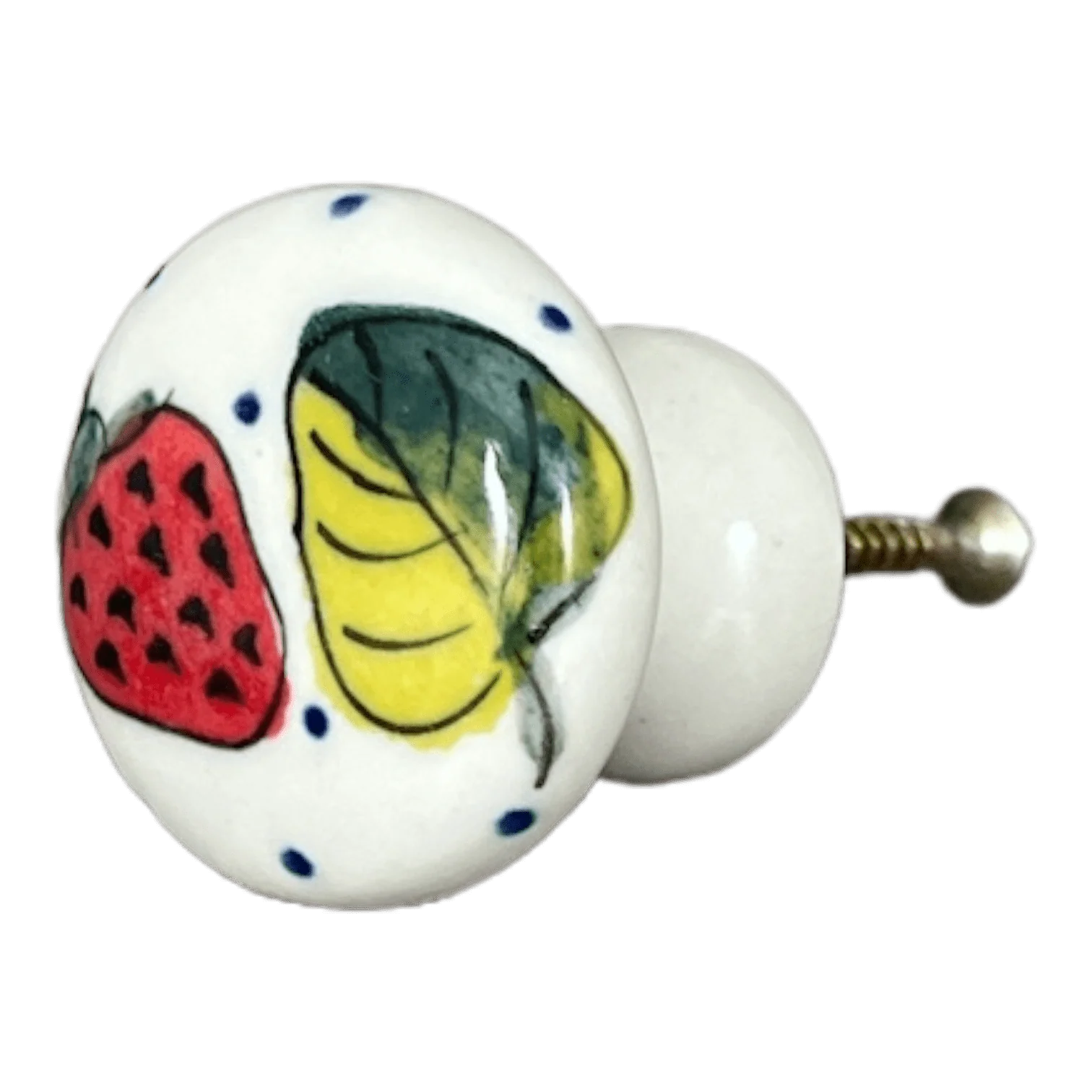 Drawer Pull, 1.25", WR (WR67A) in "Strawberries & Blossoms" by W.R. Ceramika | WR67A-WR2 - Image 2