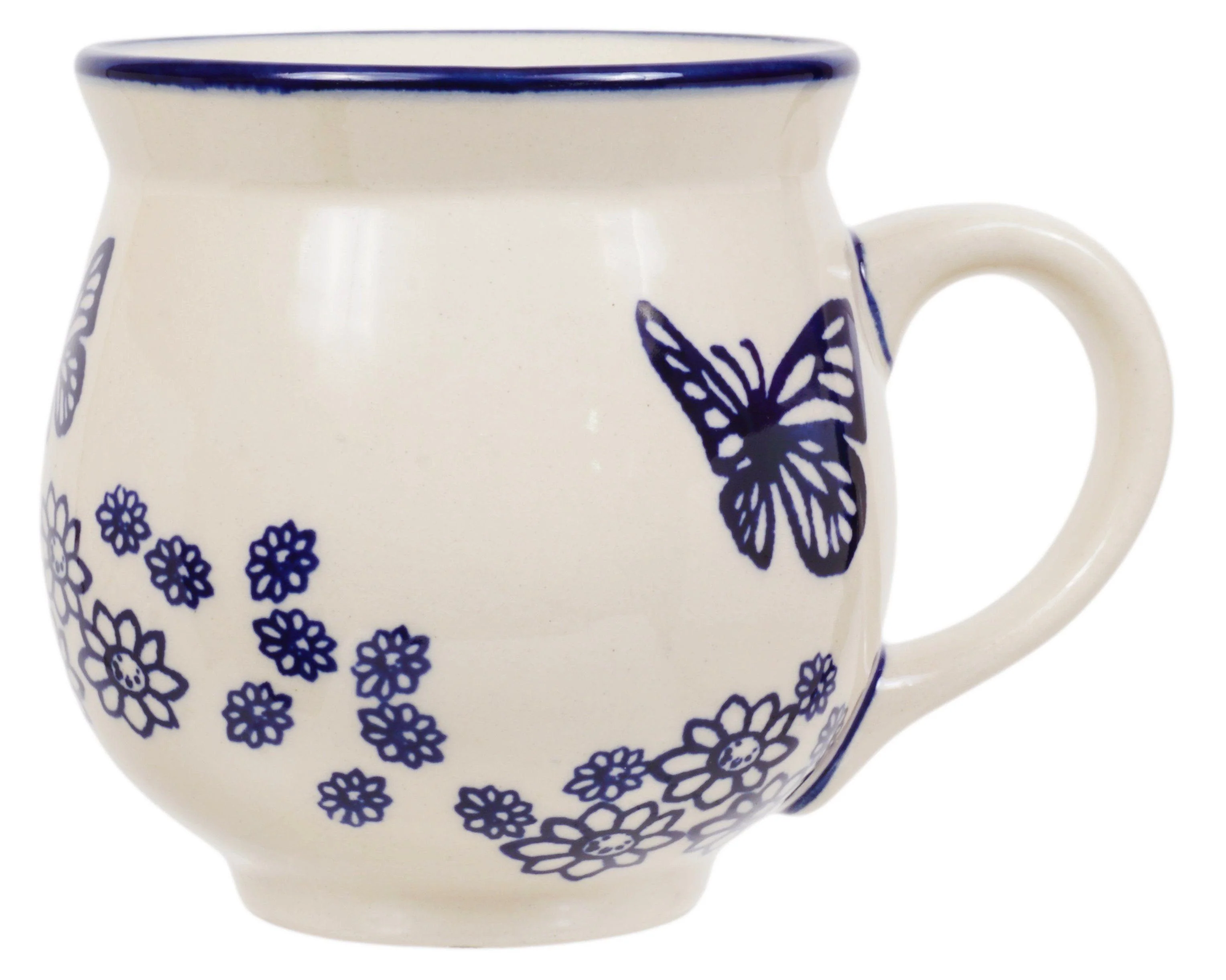 Mug, Belly Mug, 16 oz Large in "Butterfly Garden" by Manufaktura | K068T-MOT1