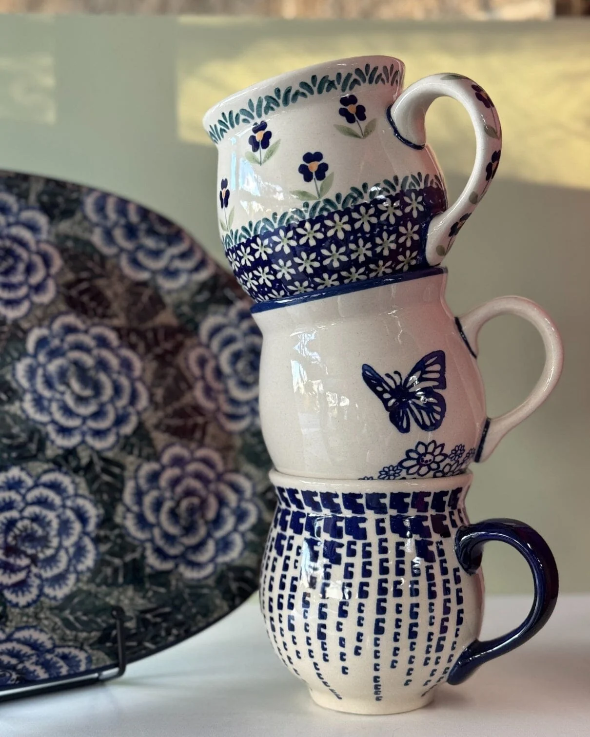Mug, Belly Mug, 16 oz Large in "Butterfly Garden" by Manufaktura | K068T-MOT1 - Image 2