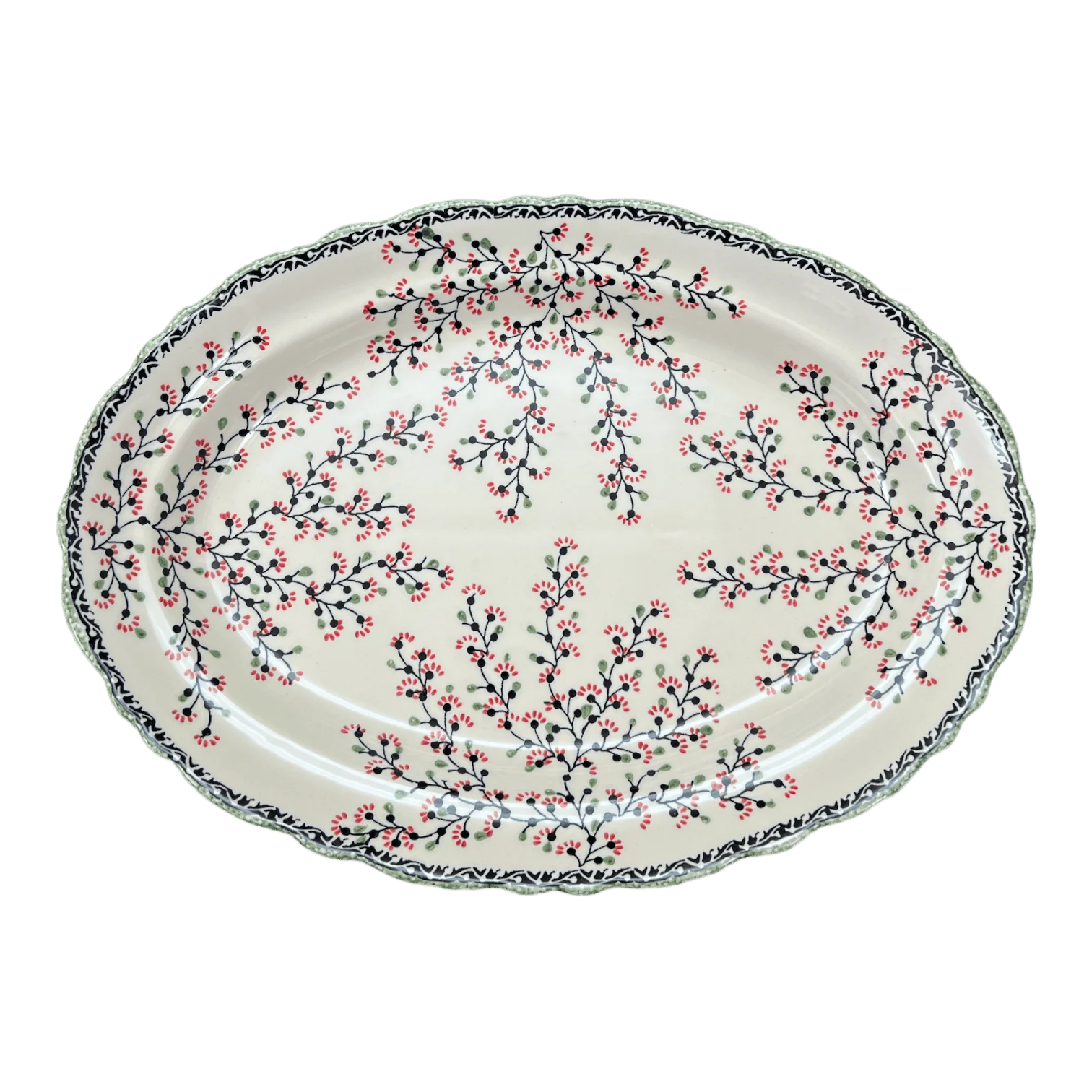 Platter, Oval, Scalloped, 16.75" x 12.25" Large in "Cherry Blossoms" by Manufaktura | P165S-DPGJ - Image 2