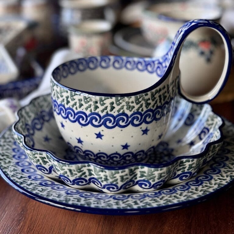 Bowl, Round, Loop Handle, 16 oz in "Mediterranean Waves" by Ceramika Artystyczna | A845-U72 - Image 2