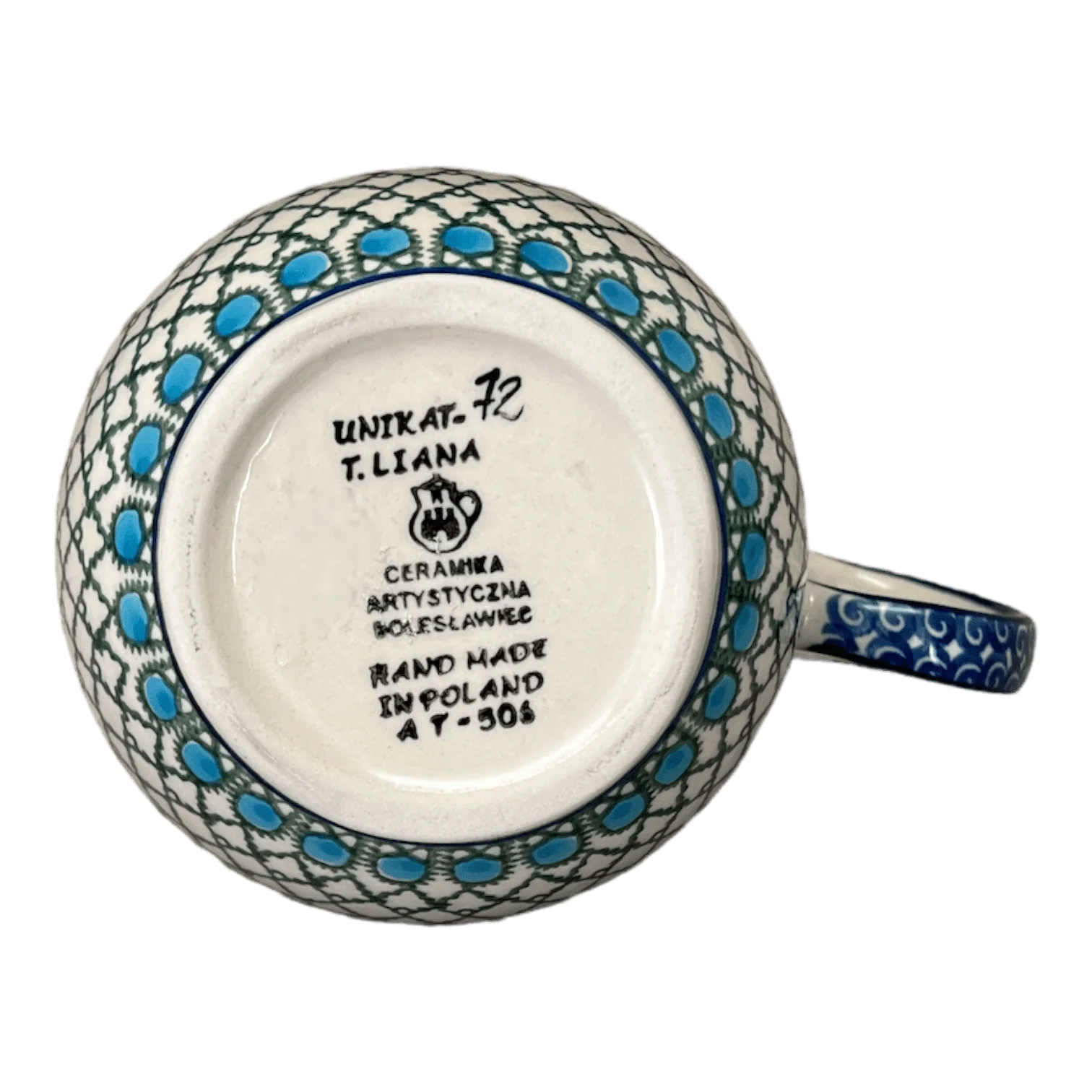 Bowl, Round, Loop Handle, 16 oz in "Mediterranean Waves" by Ceramika Artystyczna | A845-U72 - Image 4