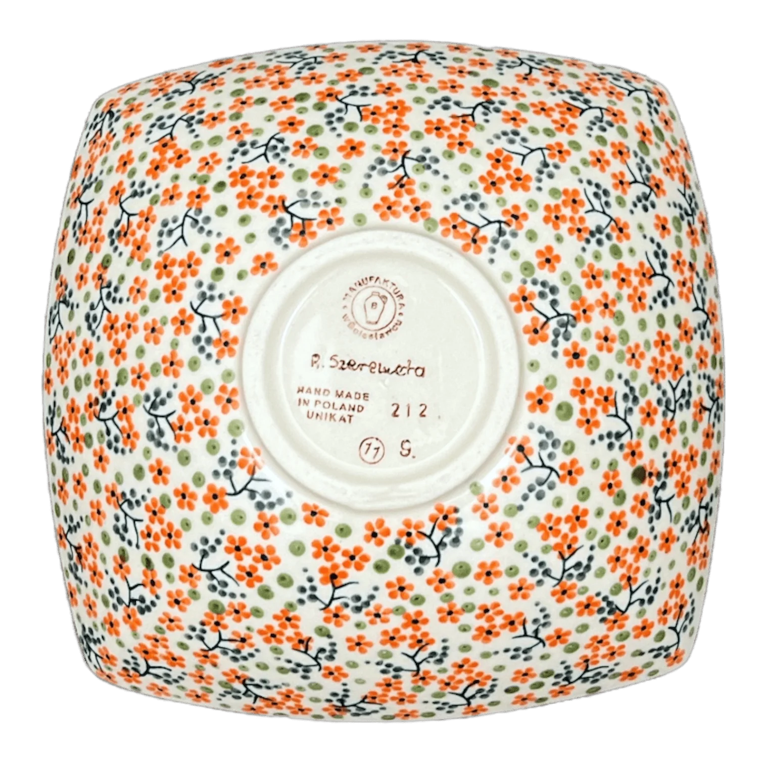 Bowl, Square, Nut, Medium, 7.75" in "Peach Blossoms" by Manufaktura | M113S-AS46 - Image 4
