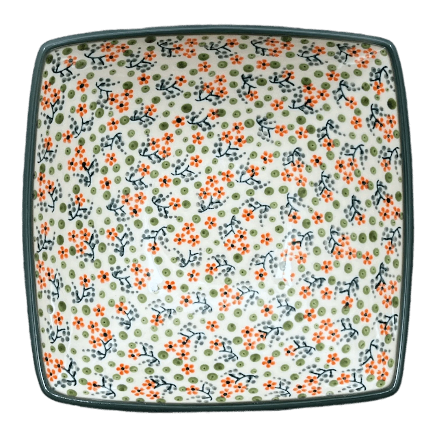 Bowl, Square, Nut, Medium, 7.75" in "Peach Blossoms - Solid Rim" by Manufaktura | M113S-AS46A - Image 3