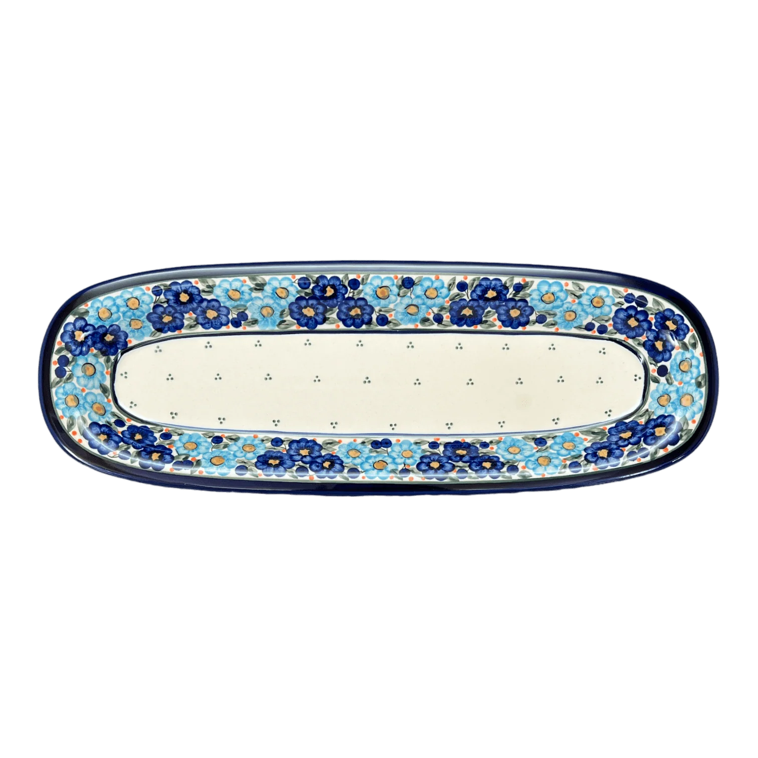 Platter, Oval, 17.5" x 6" in "Garden Party Blues" by Zaklady | Y1430A-DU50 - Image 3