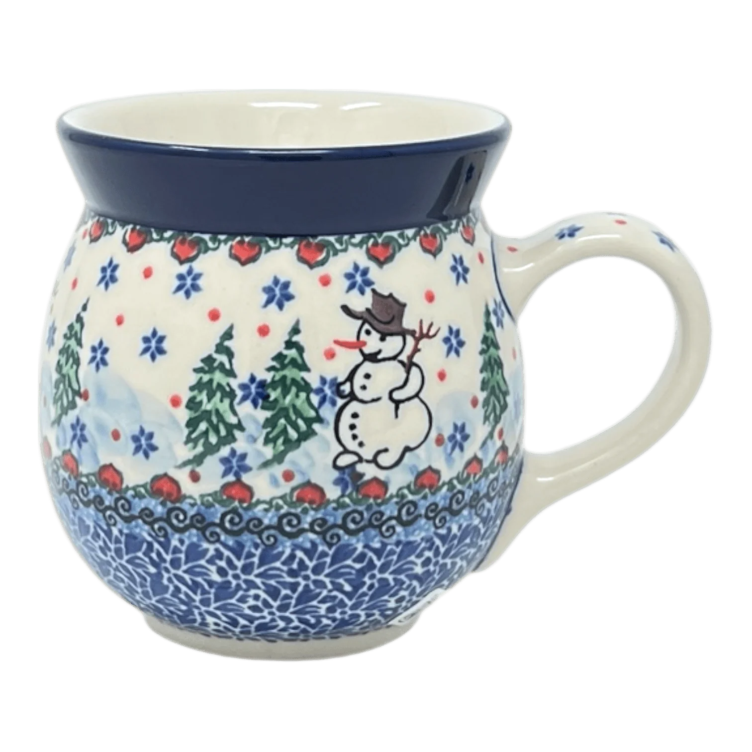 Mug, Belly Mug, 16 oz Large in "Snowman Stroll" by Ceramika Artystyczna | A073-U4661