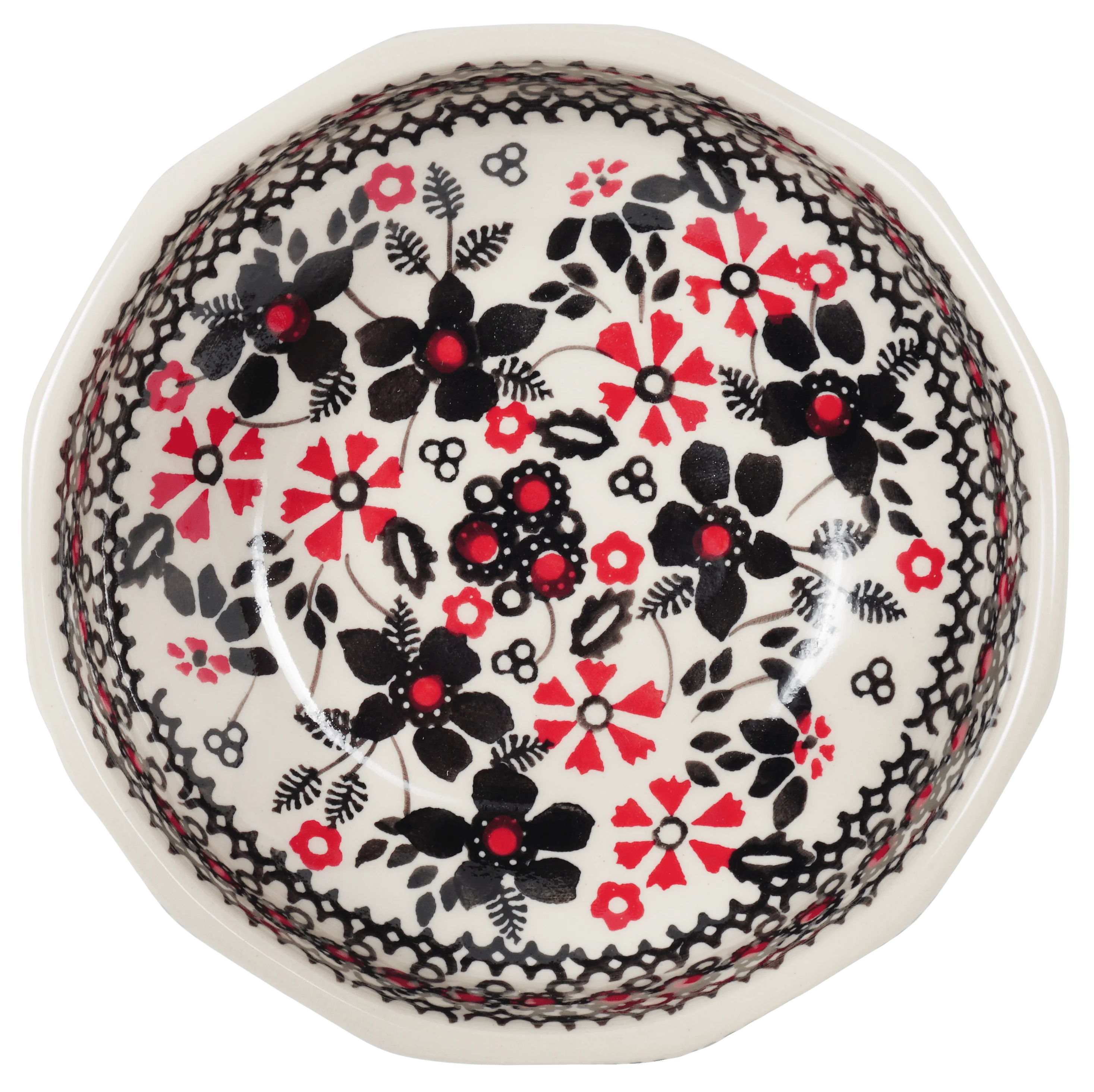 Bowl, Multiangular, 5" in "Duet in Black & Red" by Manufaktura | M058S-DPCC - Image 3