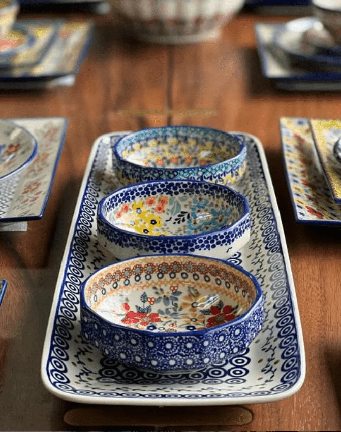 Bowl, Multiangular, 5" in "Floral Peacock" by Manufaktura | M058T-54KK - Image 2