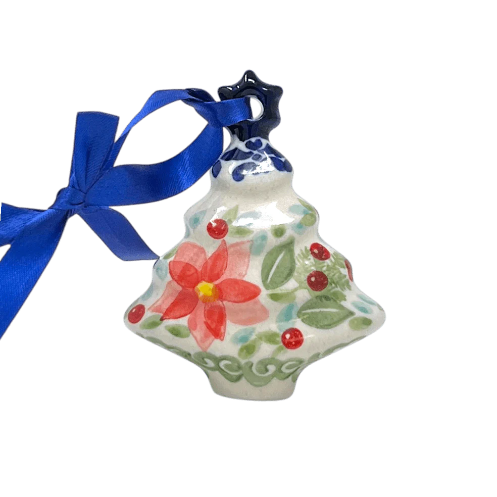 Ornament, Christmas Tree, 3" in "Pink Poinsettia" by Manufaktura | K008S-PS14