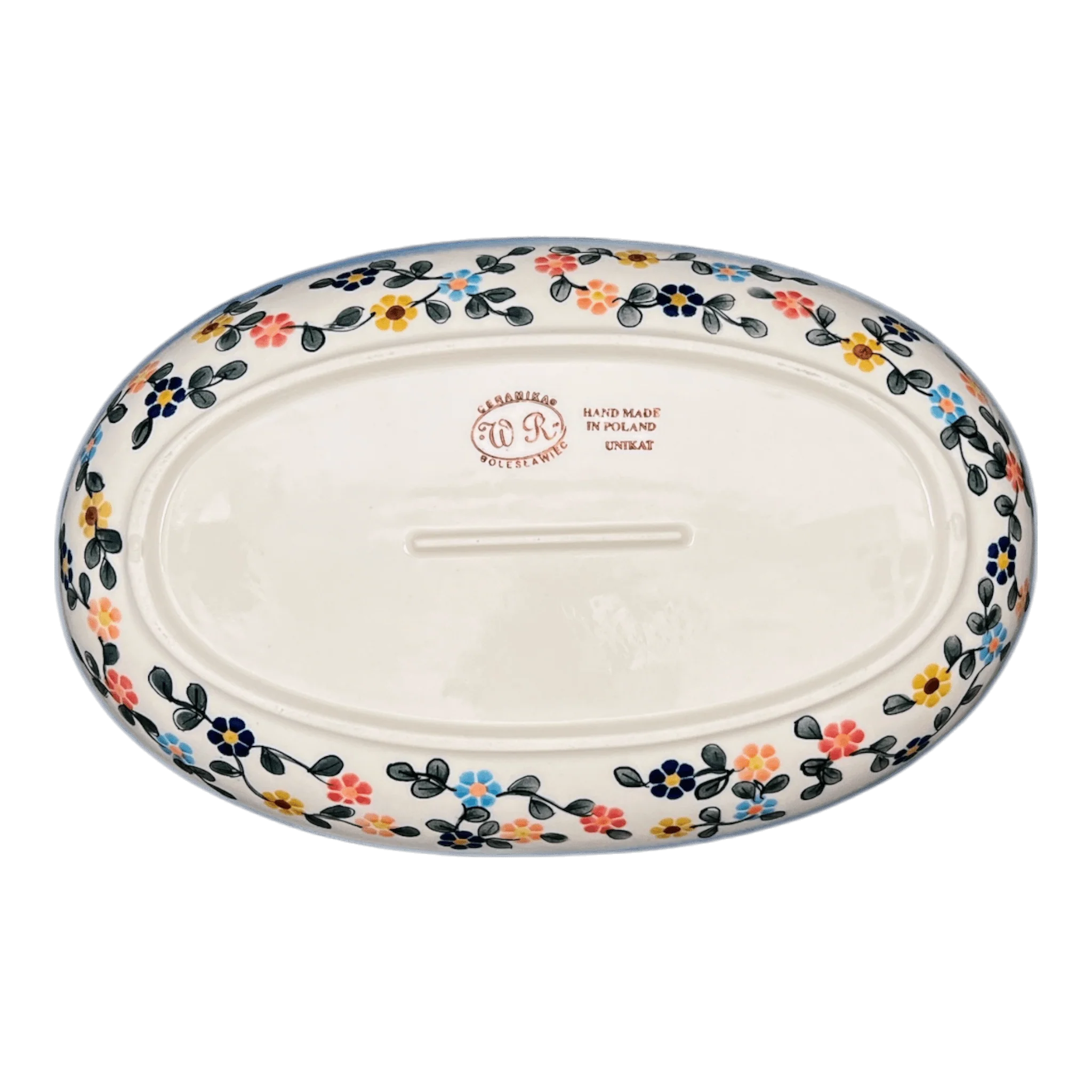 Oval Dish, 8.5" x 13.75", WR (WR13E) in "Rainbow Shower" by W.R. Ceramika | WR13E-NP18 - Image 3
