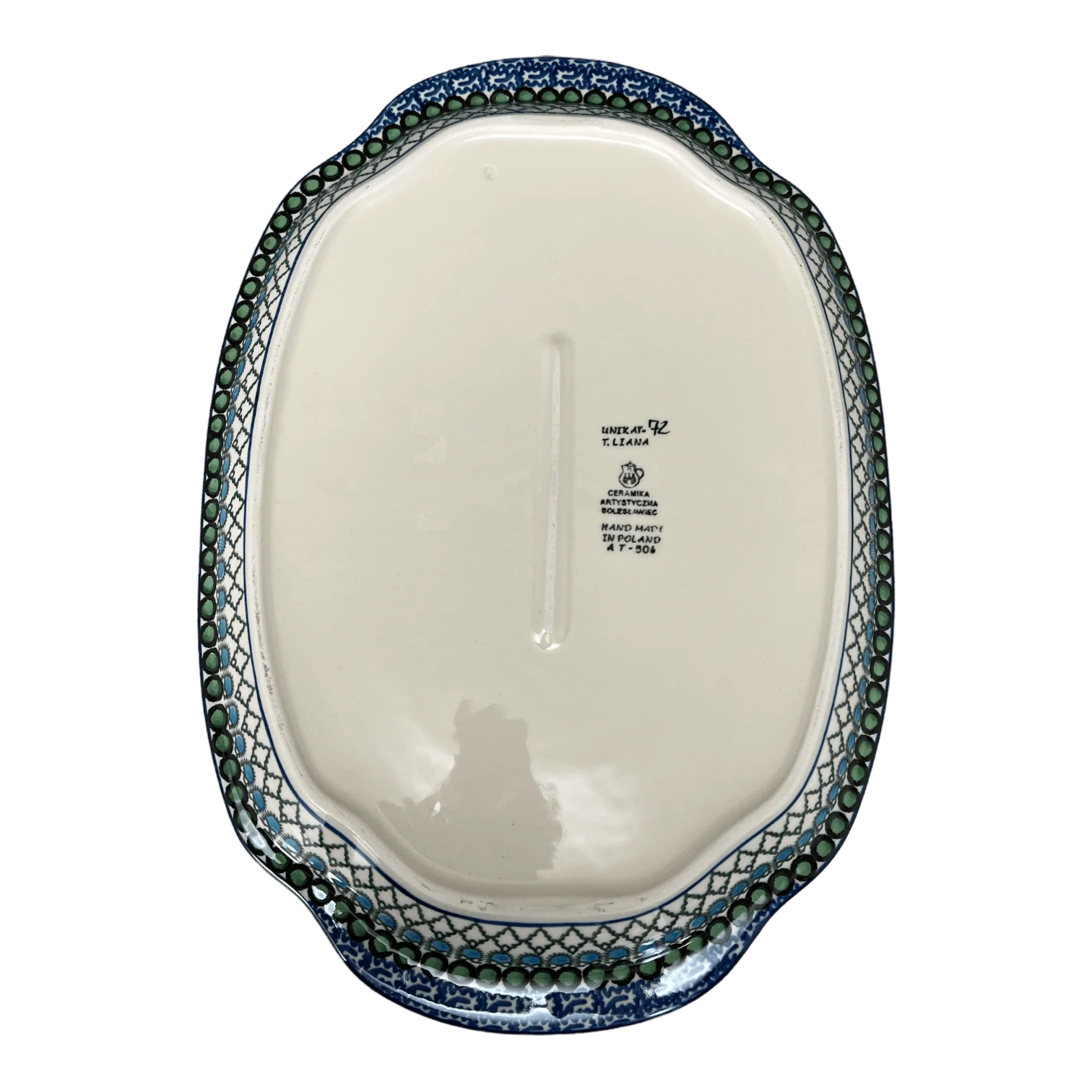 Tray, Oval, Handles, 10.75" x 15.25" in "Mediterranean Waves" by Ceramika Artystyczna | A684-U72 - Image 5