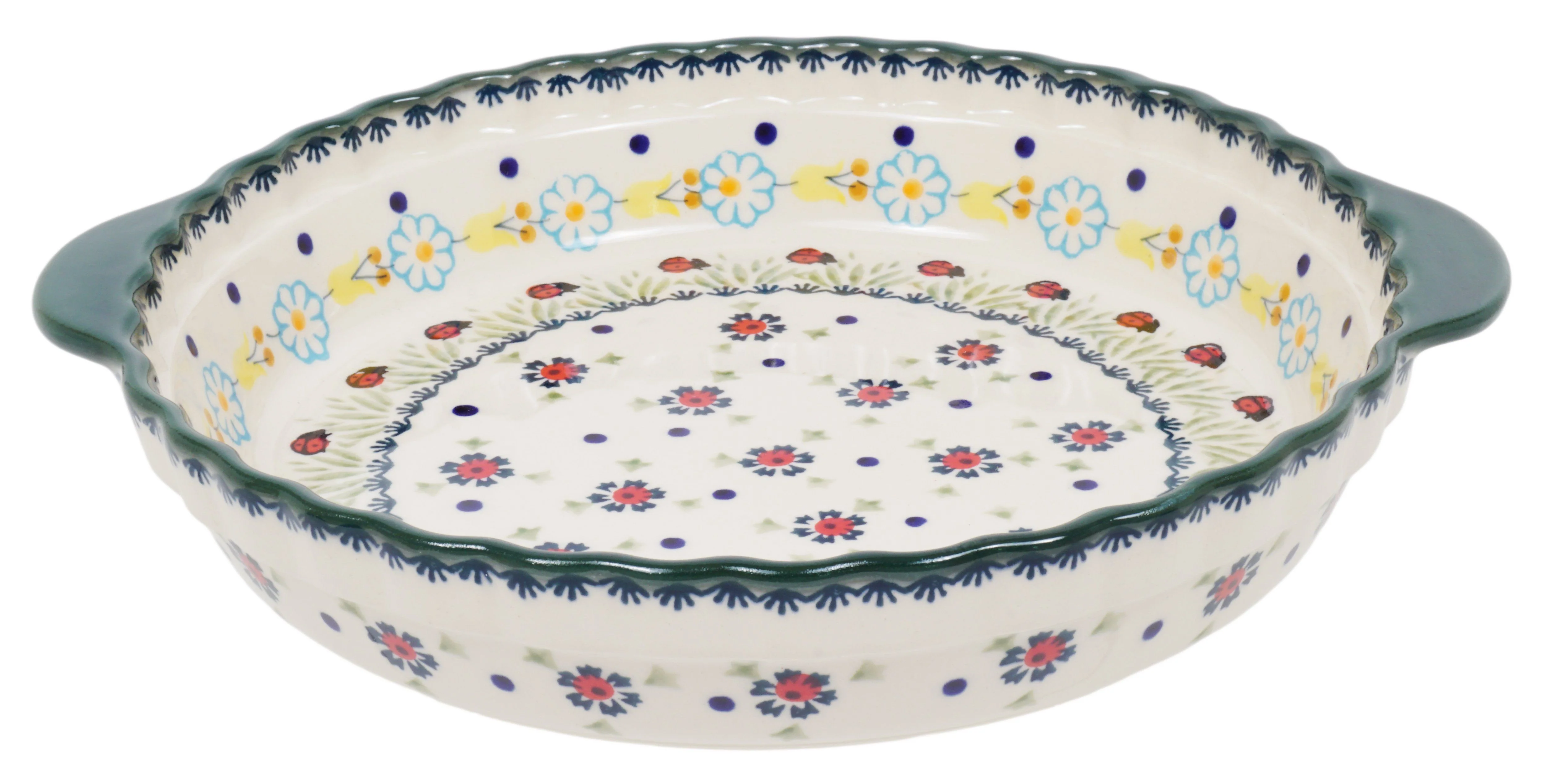 Baker, Round, Pie Plate, Handles, 9.75" in "Lady Bugs" by Manufaktura | Z148T-IF45