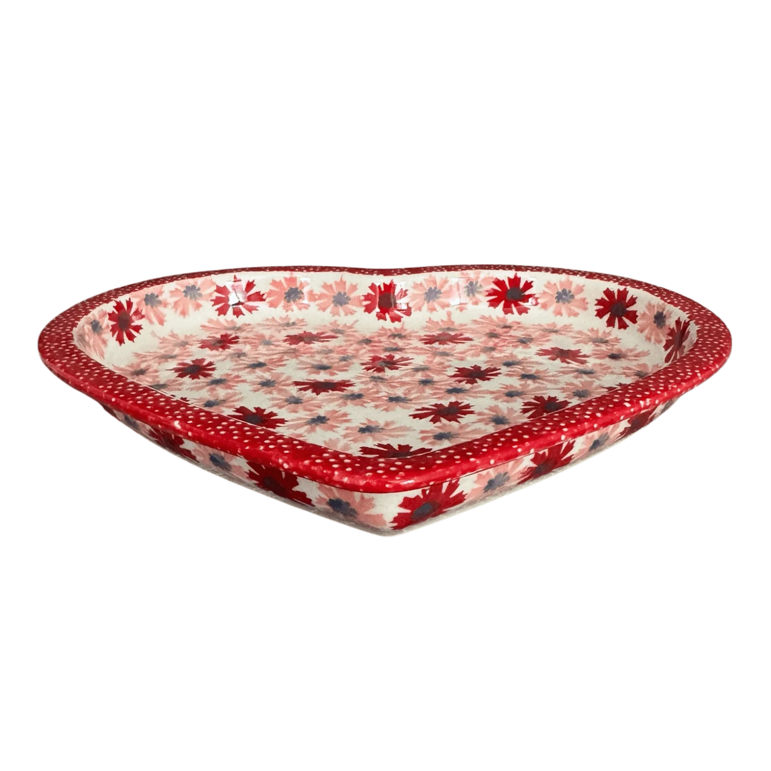 Plate, Heart-Shaped, 10.25" in "Scarlet Daisy" by Manufaktura | T118U-AS73 - Image 3