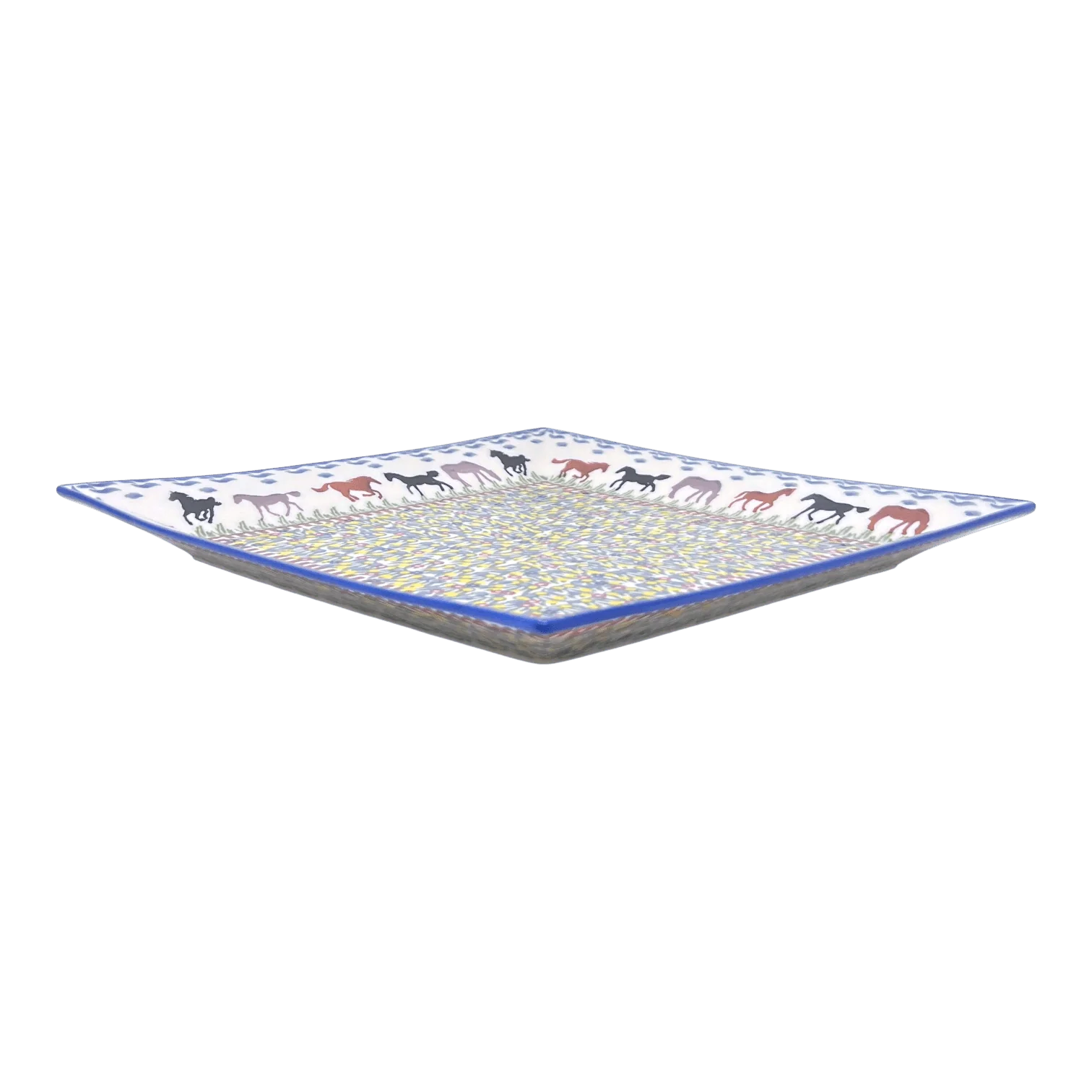 Plate, Square, Dinner, 11.25" Plate in "Wild Horses" by Manufaktura | T145S-INK1 - Image 3