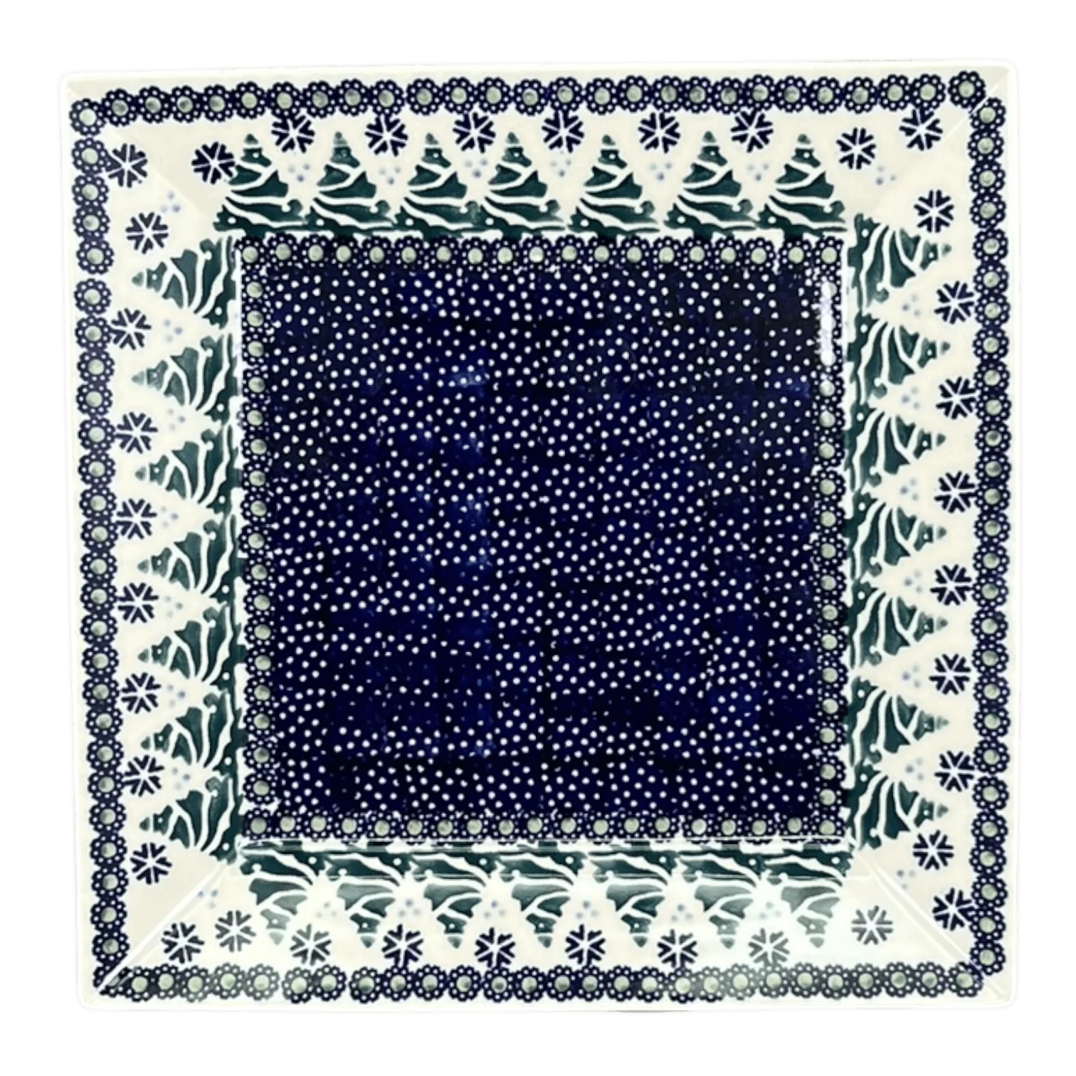 Plate, Square, Salad, 9" in "Snowy Pines" by Manufaktura | T146T-U22