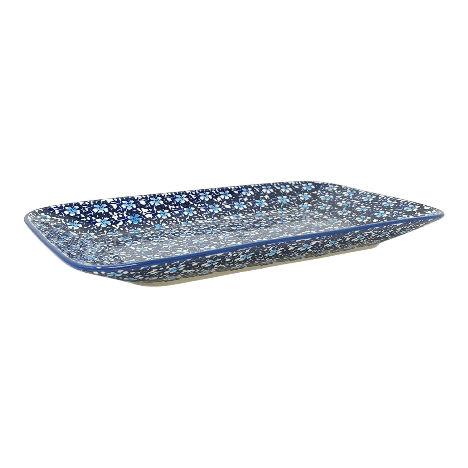 Platter, Rectangular, 14" x 8" in "Blue on Blue" by Manufaktura | P202T-J109