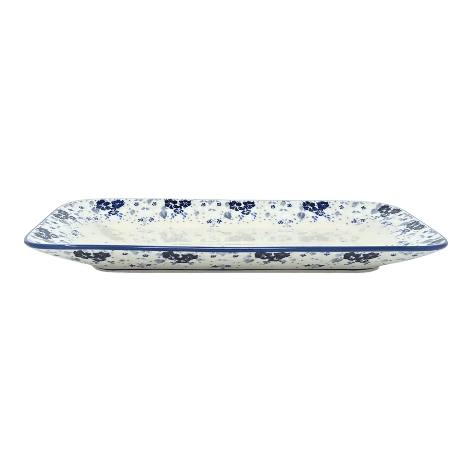 Platter, Rectangular, 14" x 8" in "Blue & White Trumpet Vines" by Manufaktura | P202U-JZ43 - Image 3