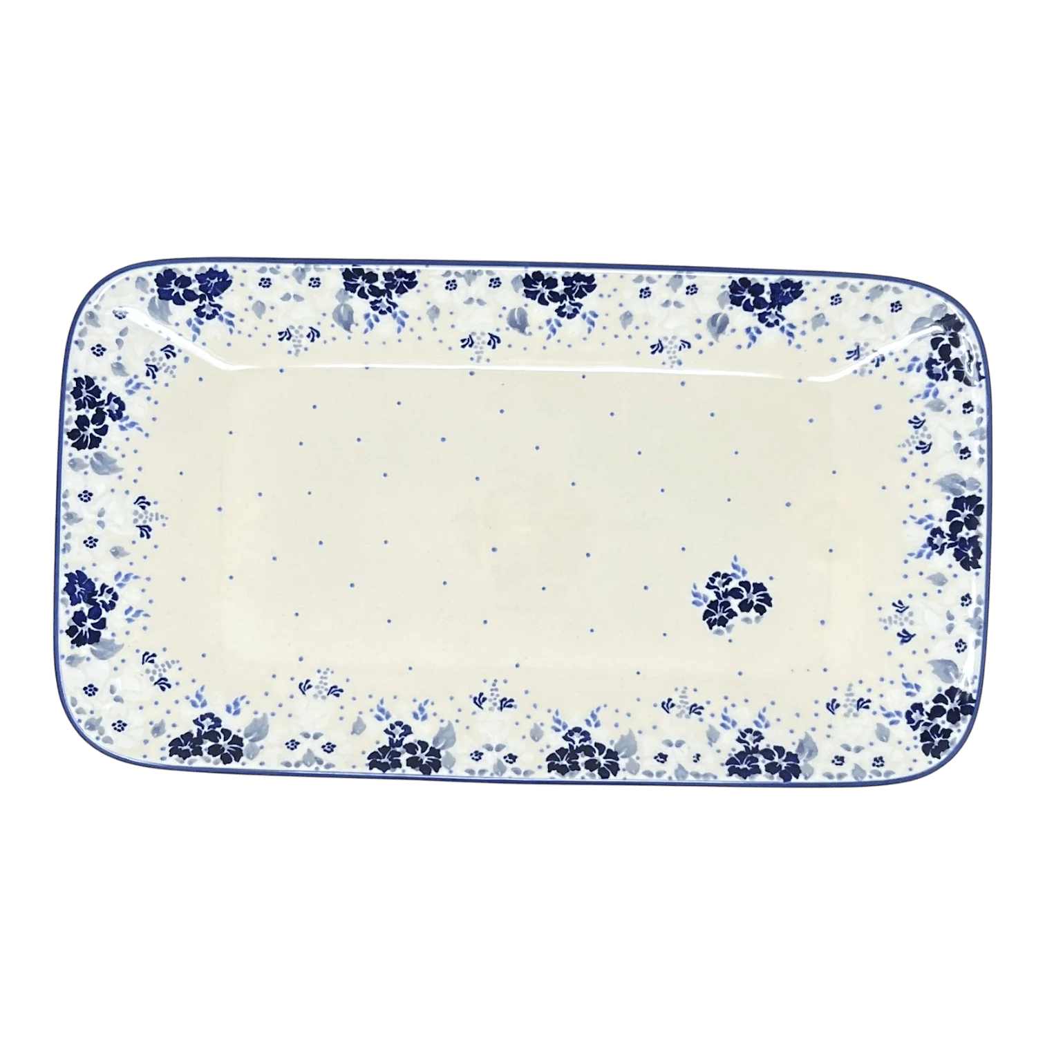 Platter, Rectangular, 14" x 8" in "Blue & White Trumpet Vines" by Manufaktura | P202U-JZ43 - Image 4