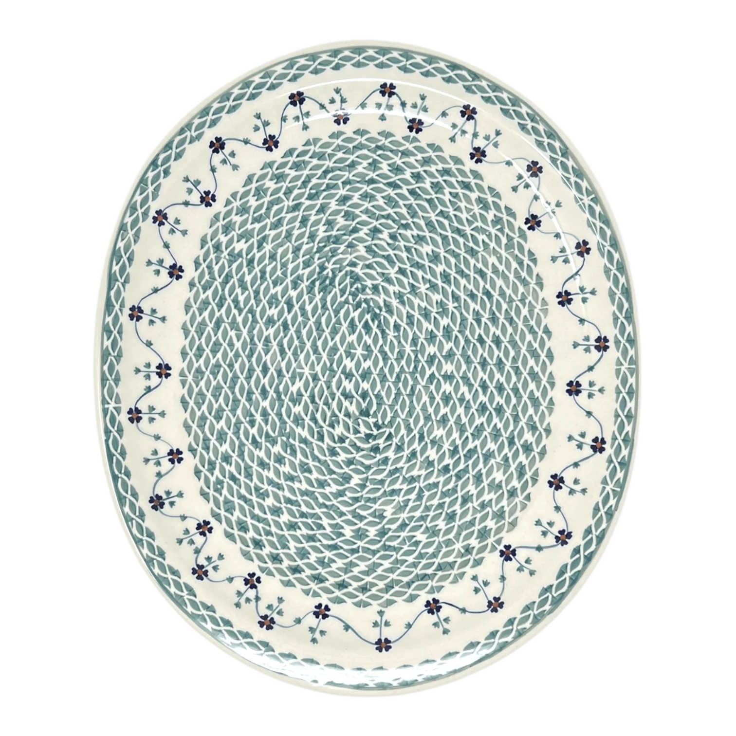 Platter, Serving, Oval, 16.5" x 13.75" in "Woven Pansies" by Manufaktura | P218T-RV - Image 2