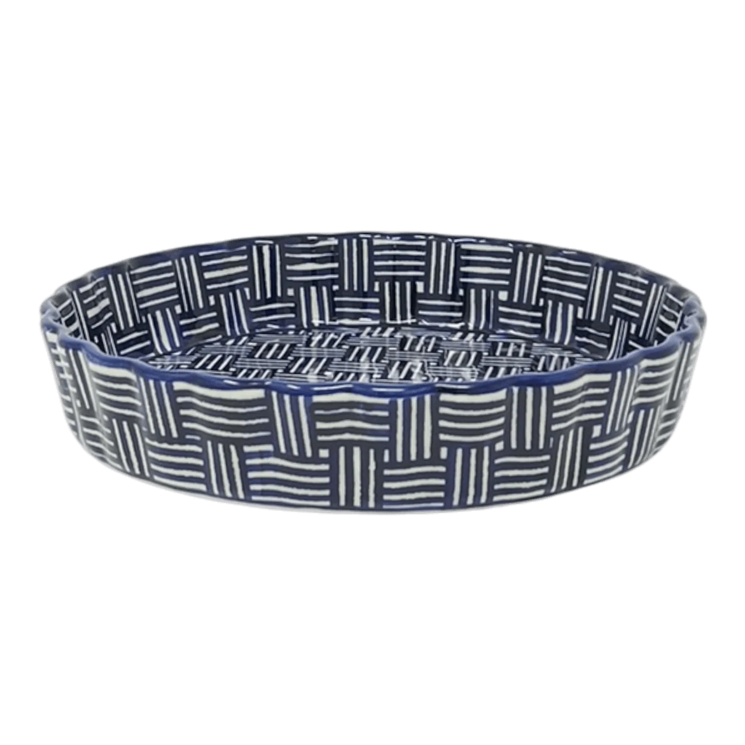 Quiche Dish, Medium 9" in "Blue Basket Weave" by Manufaktura | F048U-32 - Image 2