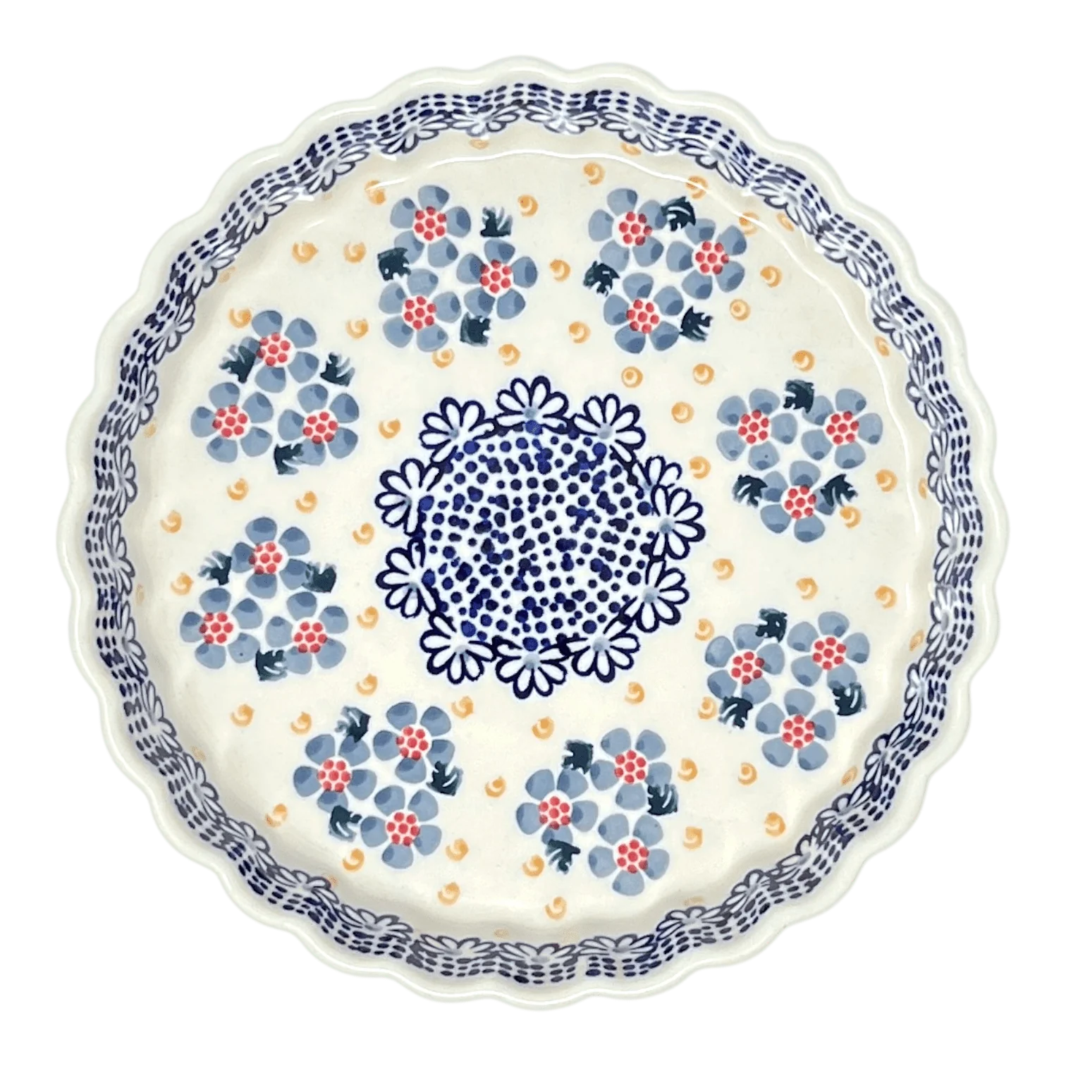 Quiche Dish, Medium 9" in "Periwinkles & Pinwheels" by Manufaktura | F048T-AS42 - Image 2