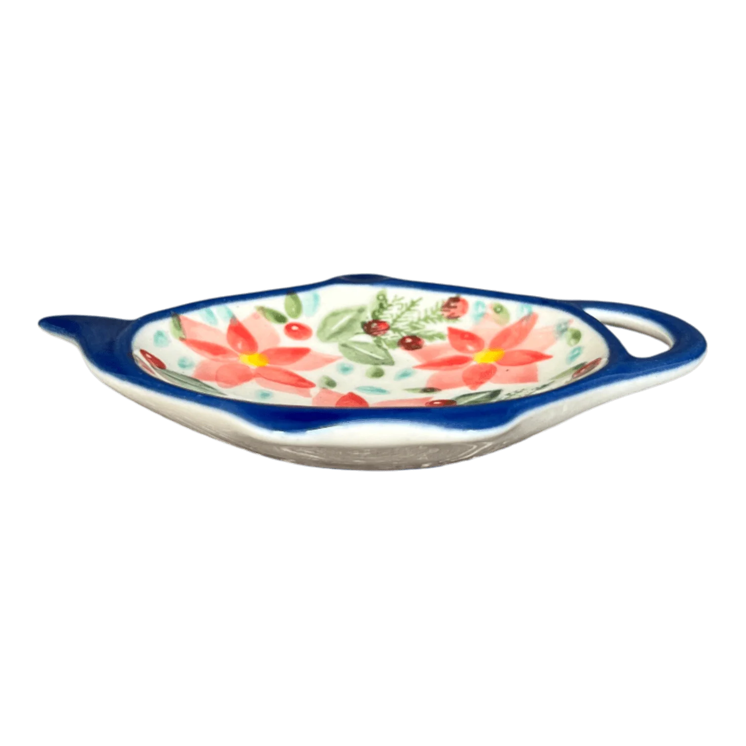 Saucer, Teapot, 4.25" x 3.25" in "Pink Poinsettia" by Manufaktura | P094S-PS14 - Image 3