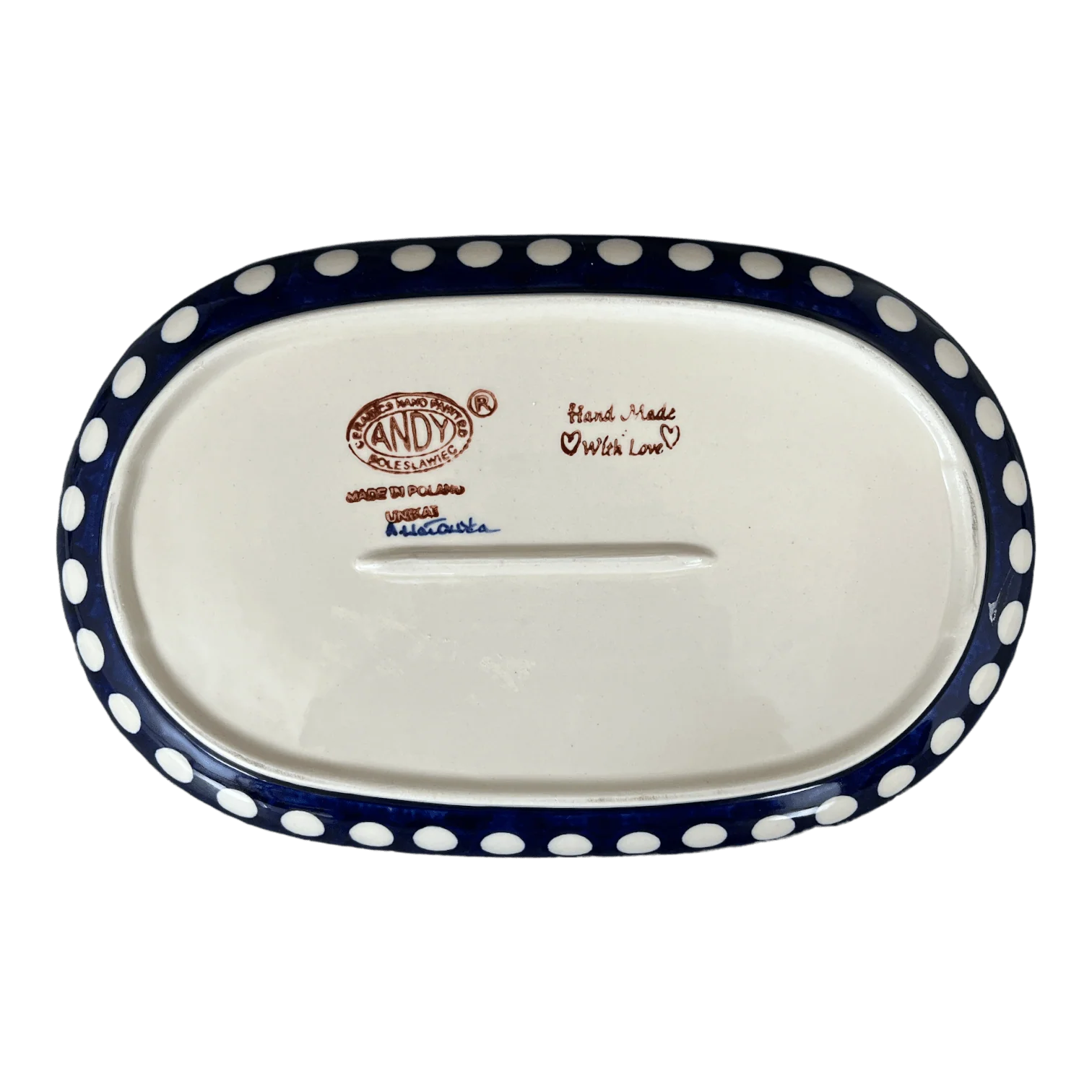 Plate, Oval, Shallow, 7" x 11" in "Hello Dotty" by Andy | NDA245-A64 - Image 4