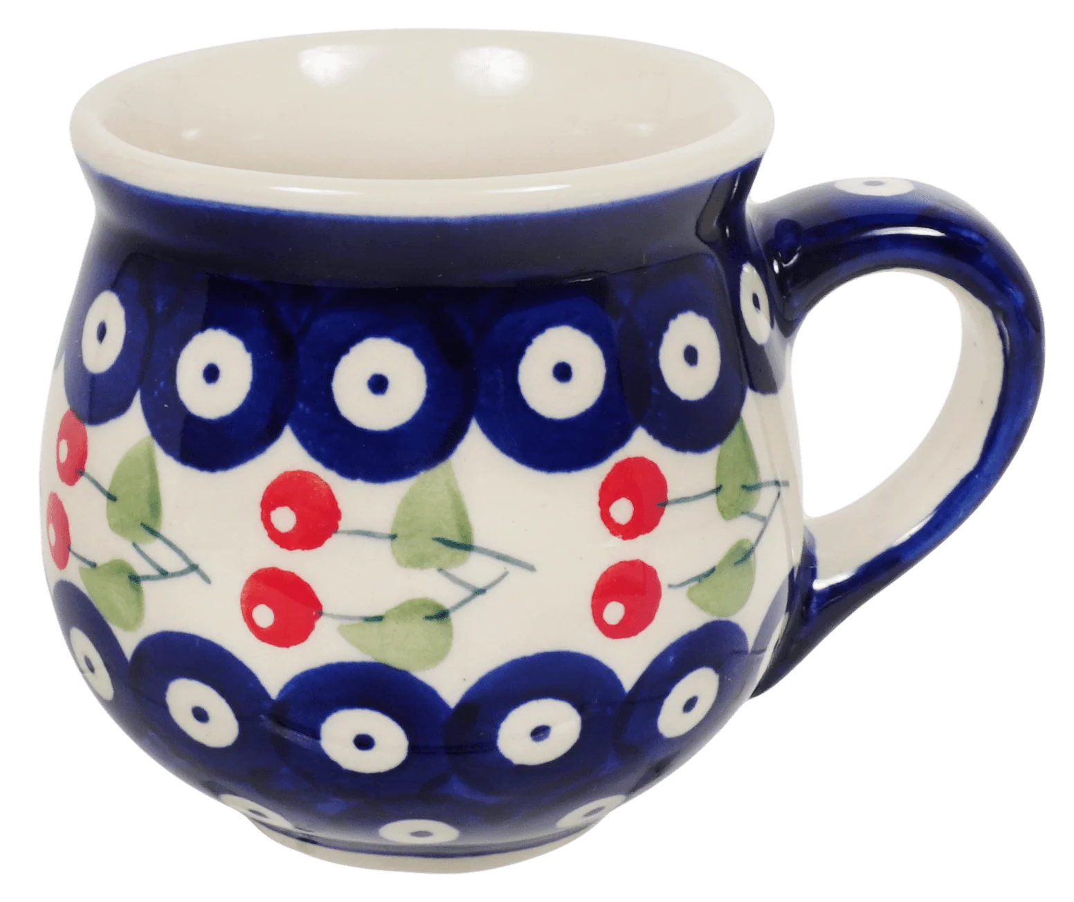 Mug, Belly Mug, Small, 7 oz in "Cherry Dot" by Manufaktura | K067T-70WI
