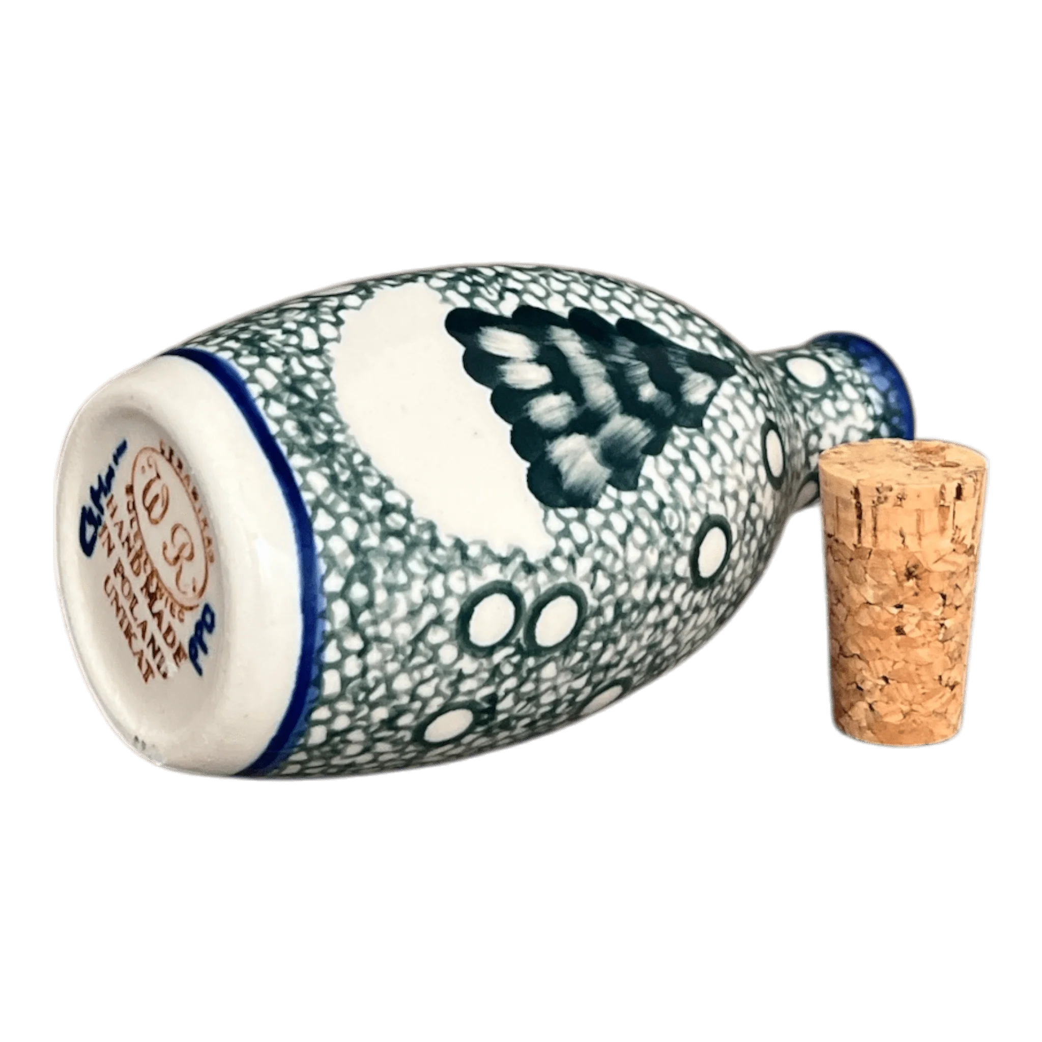 Bottle, with Cork, Small, 6.5 oz, WR (WR2F) in "Winter Cabin" by W.R. Ceramika | WR2F-AB1 - Image 2