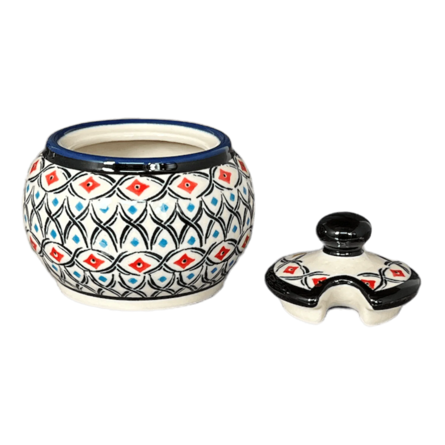 Bowl, Round, Bubble, Sugar Bowl, Small, 3.5" in "Beaded Turquoise" by Zaklady | Y729-DU203 - Image 2
