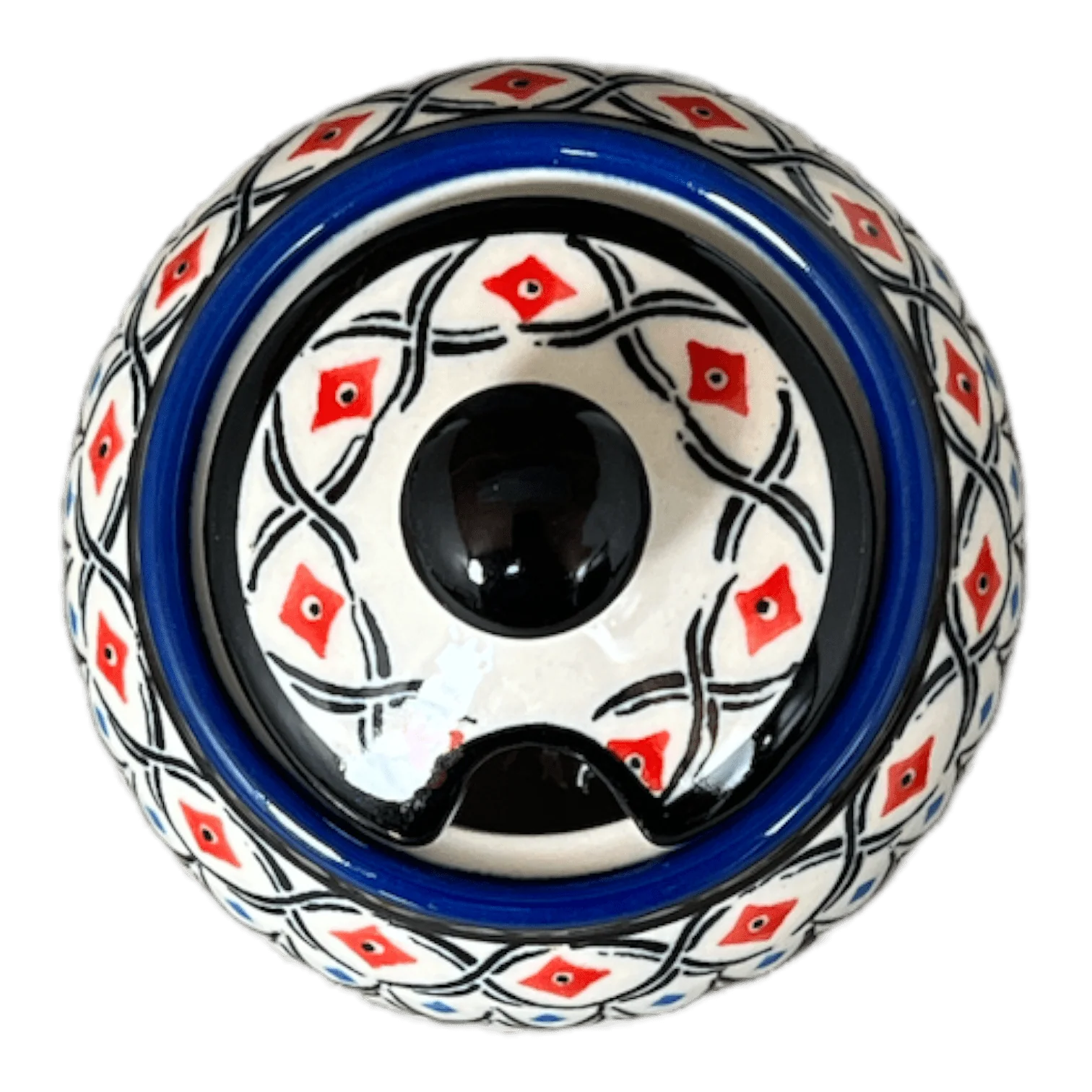 Bowl, Round, Bubble, Sugar Bowl, Small, 3.5" in "Beaded Turquoise" by Zaklady | Y729-DU203 - Image 3