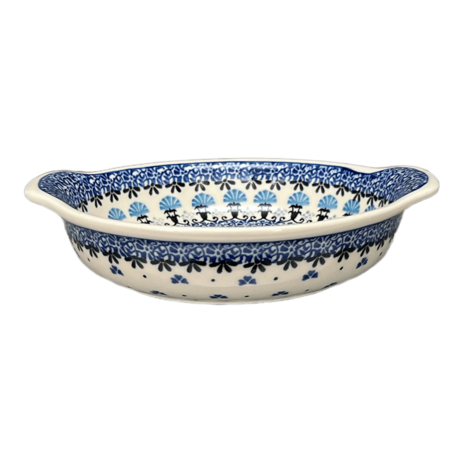 Casserole, Round, Small, 6.5" x 7.25" in "Blue Fan Dance" by Ceramika Artystyczna | A142-1981X