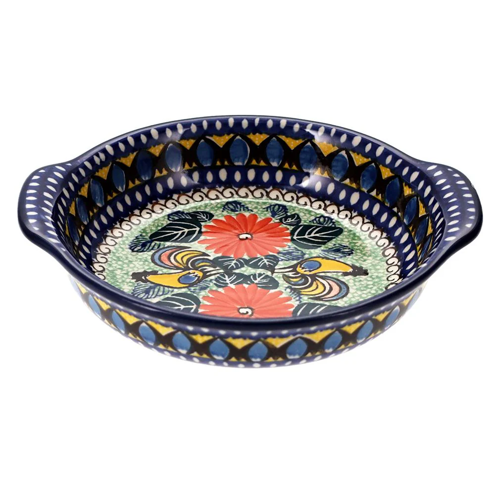 Casserole, Round, Small, 6.5" x 7.25" in "Regal Roosters" by Ceramika Artystyczna | A142-U2617