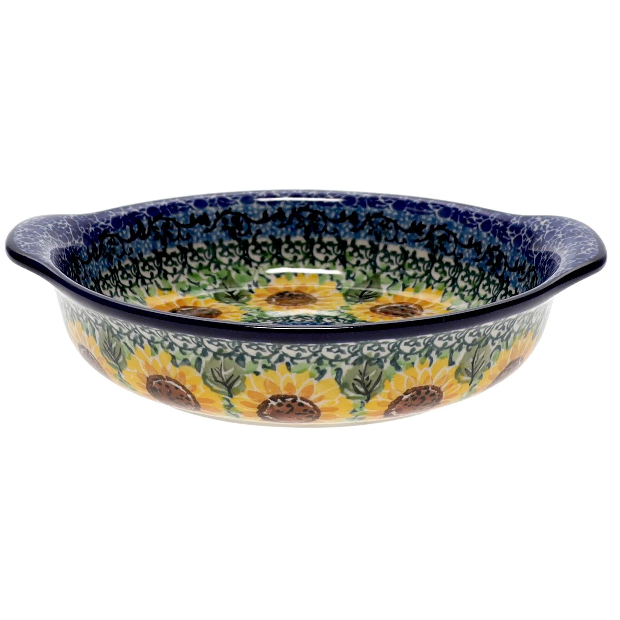 Casserole, Round, Small, 6.5" x 7.25" in "Sunflowers" by Ceramika Artystyczna | A142-U4739