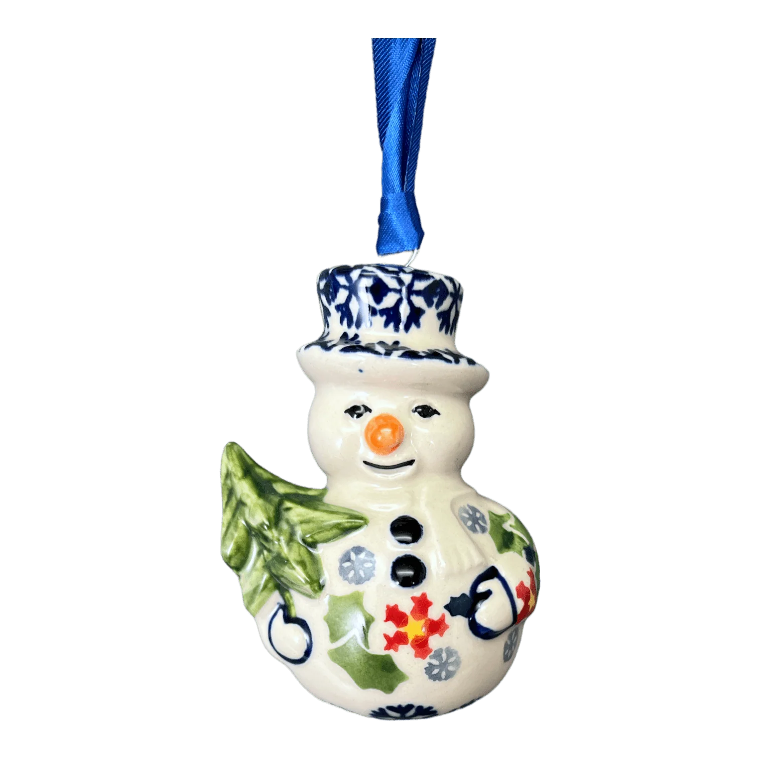 Ornament, Snowman with Tree, 2" in "Holly In Bloom" by Manufaktura | K143T-IN13